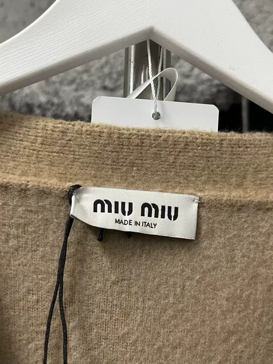 Miu Miu MiuMiu Camel Patch Letter Knit Wool Cardigan Size US M / EU 48-50 / 2 - 6 Thumbnail