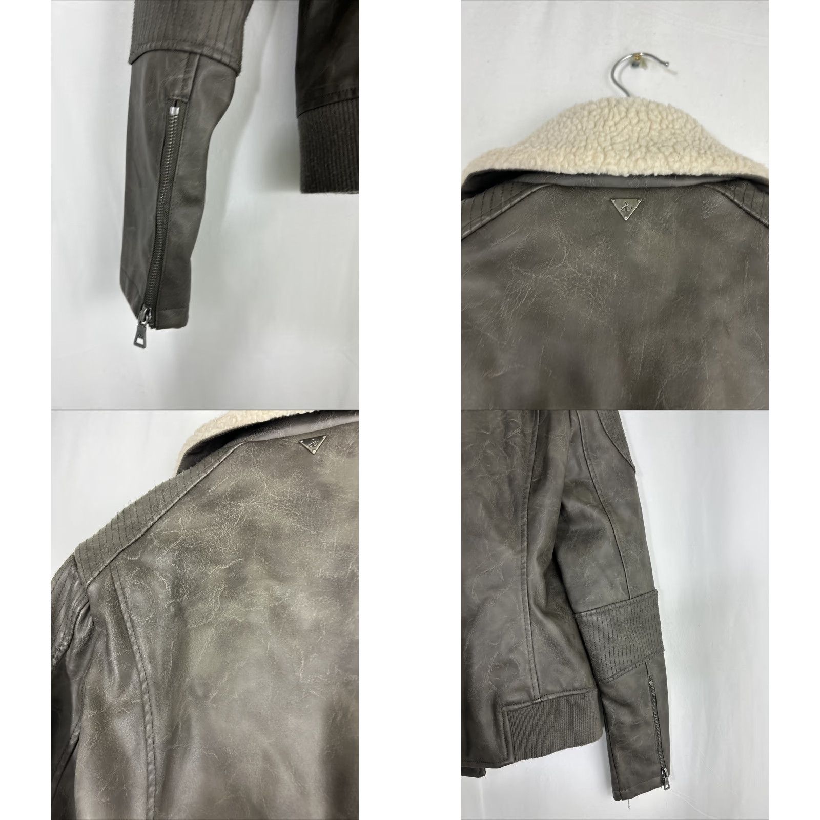 Sam Edelman Sam Edelman Moto Jacket With Sherpa Collar Vegan Faux Leather Womens Small Gray Size S / US 4 / IT 40 - 9 Thumbnail