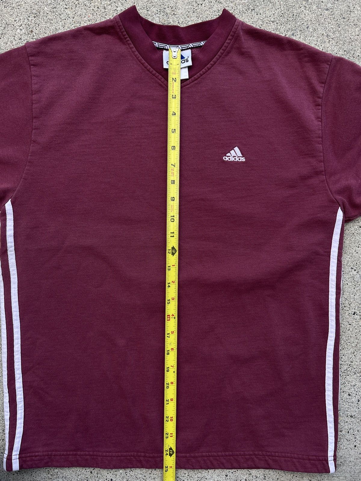 Adidas 1990s Vintage Adidas Burgundy Embroidered Striped Sweater Size US M / EU 48-50 / 2 - 5 Thumbnail
