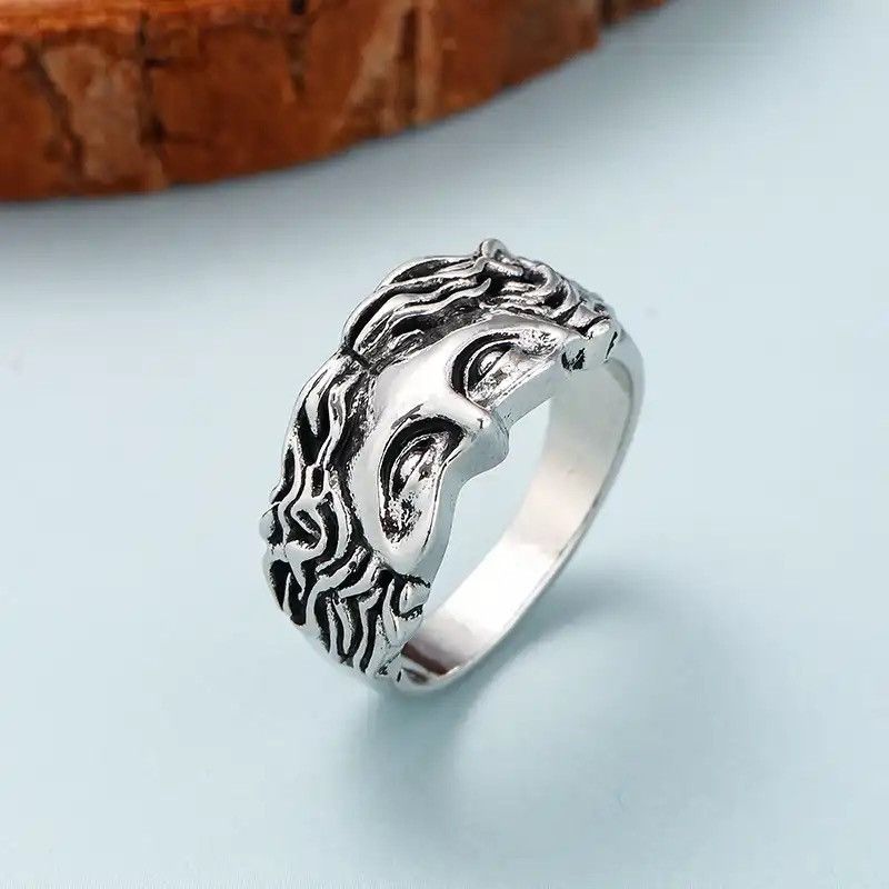 Jewelry × Vintage New Vintage Brass Religious Belief Jesus Head Ring Size ONE SIZE - 2 Thumbnail