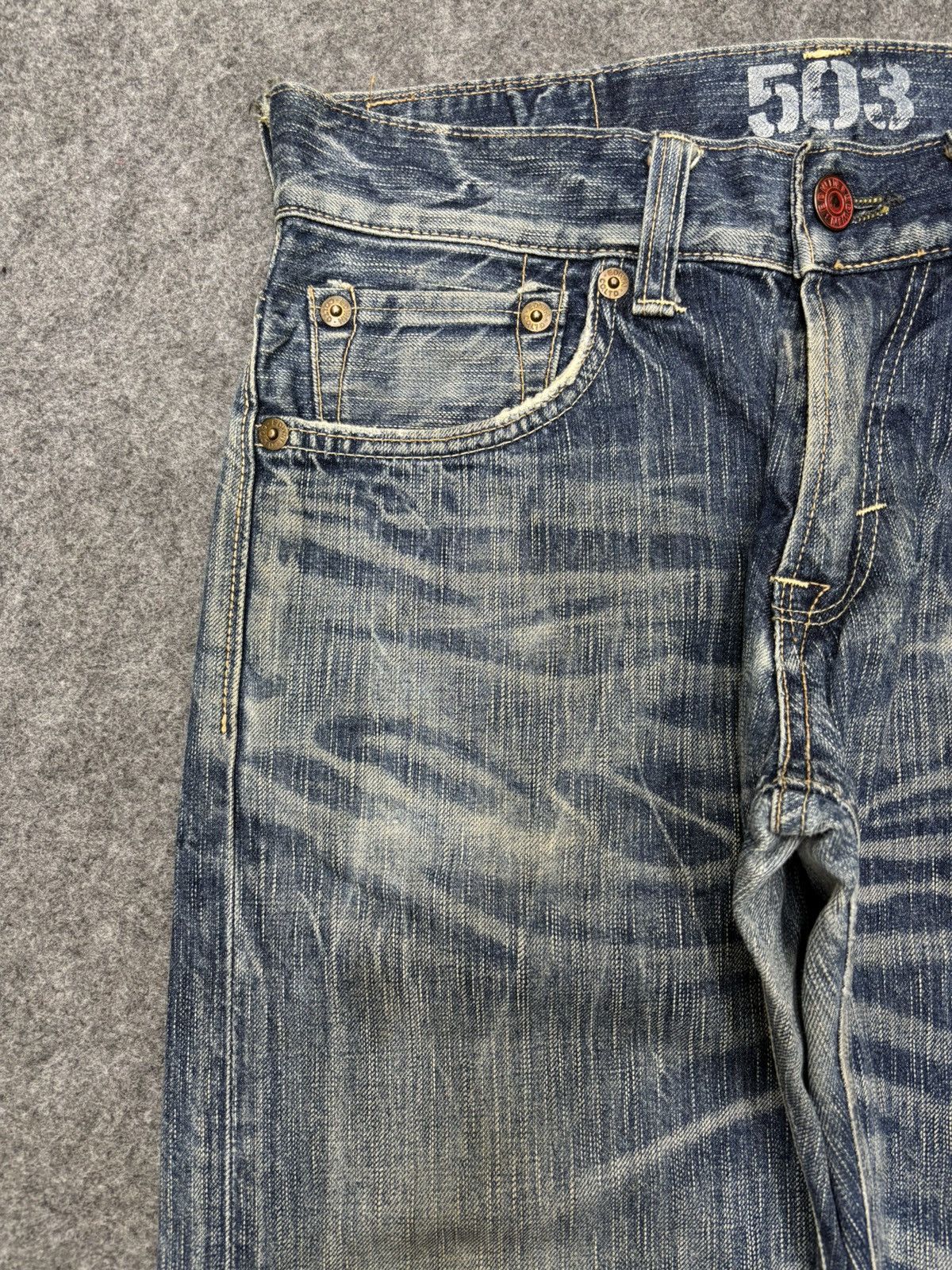 Edwin 💥Insane Fades💥Rare Edwin 503 All Out Fades Denim F655 Size US 33 - 4 Thumbnail