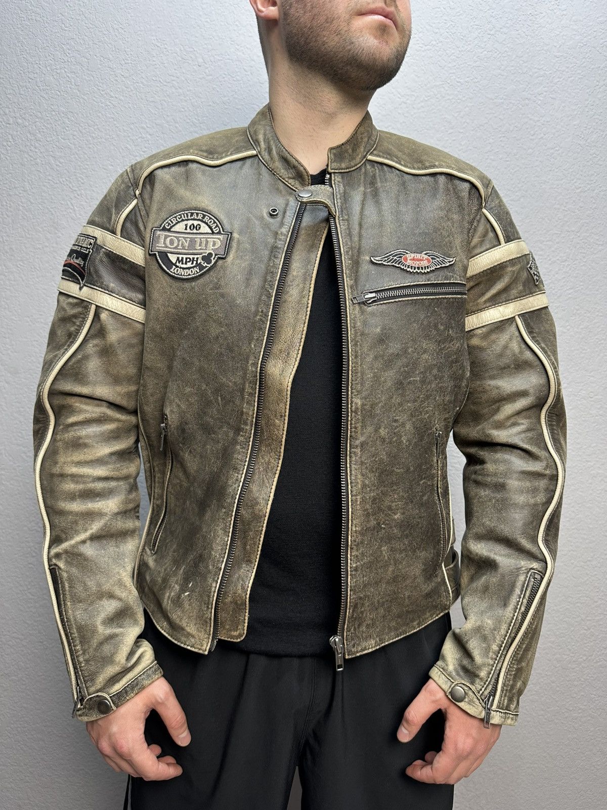 If Six Was Nine Vintage Racing Leather Jacket Biker Spirit Motors Y2K Size US L / EU 52-54 / 3 - 2 Thumbnail