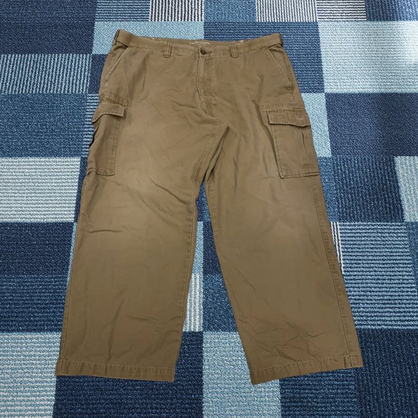 Croft & Barrow Croft & Barrow Men Cargo Pants 40x27 Tan Canvas Workwear 100% Cotton Classic Fit Brown Cargo Pocket Zip Button Front Flat Front Size US 40 / EU 56 - 1 Thumbnail