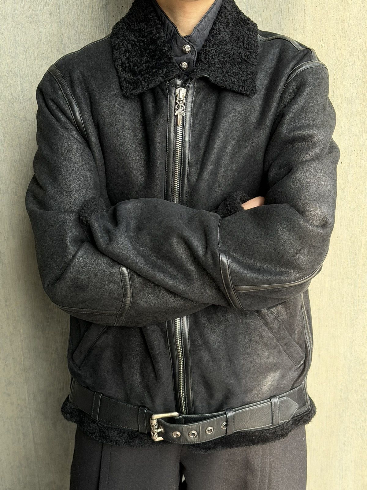 Chrome Hearts Chrome Hearts Mouton Fur Suede Shearling Jacket Size US L / EU 52-54 / 3 - 5 Thumbnail
