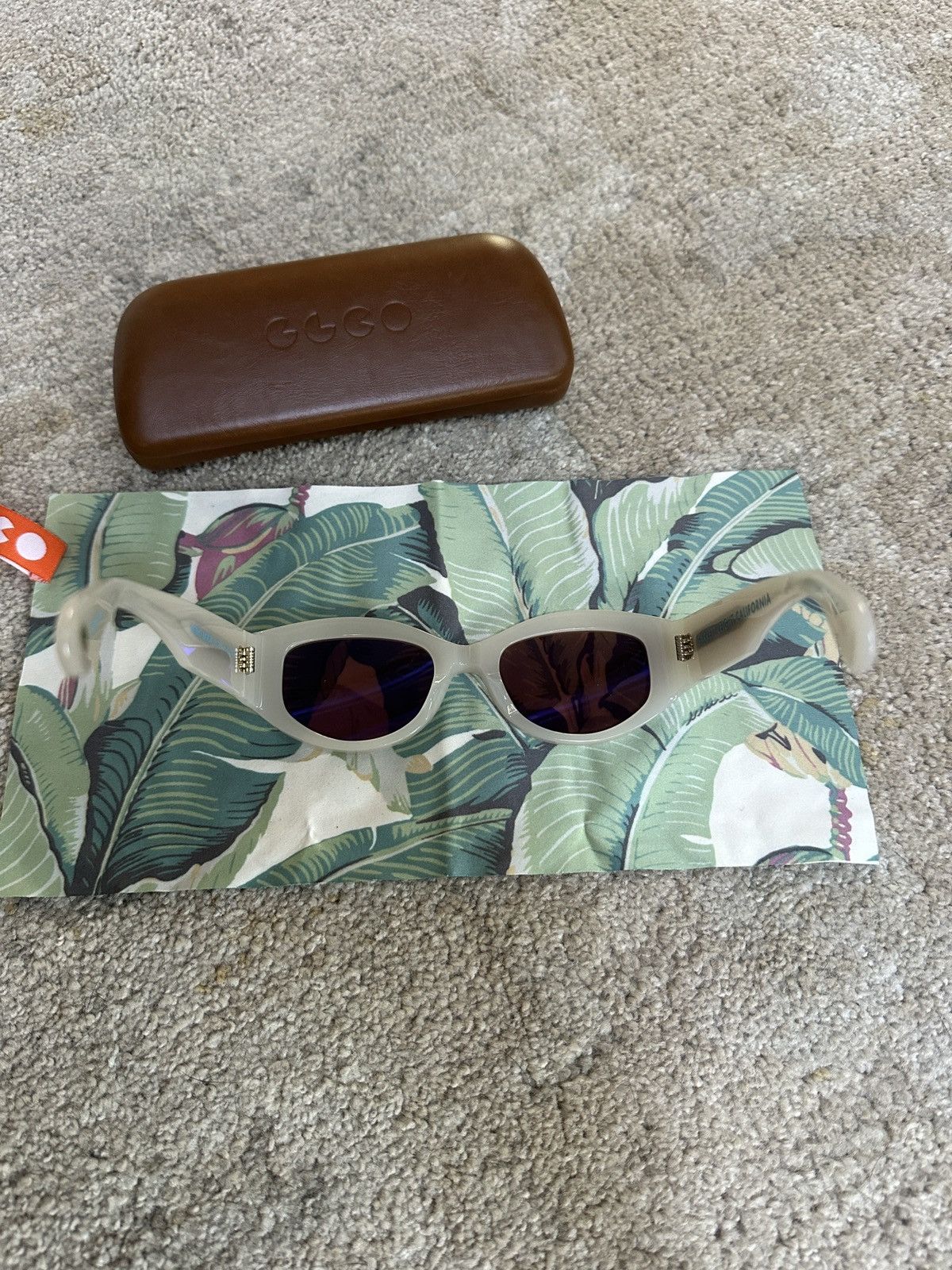 Garrett Leight Retro Biggie Ecru Marigold Sunglasses Size ONE SIZE - 6 Thumbnail