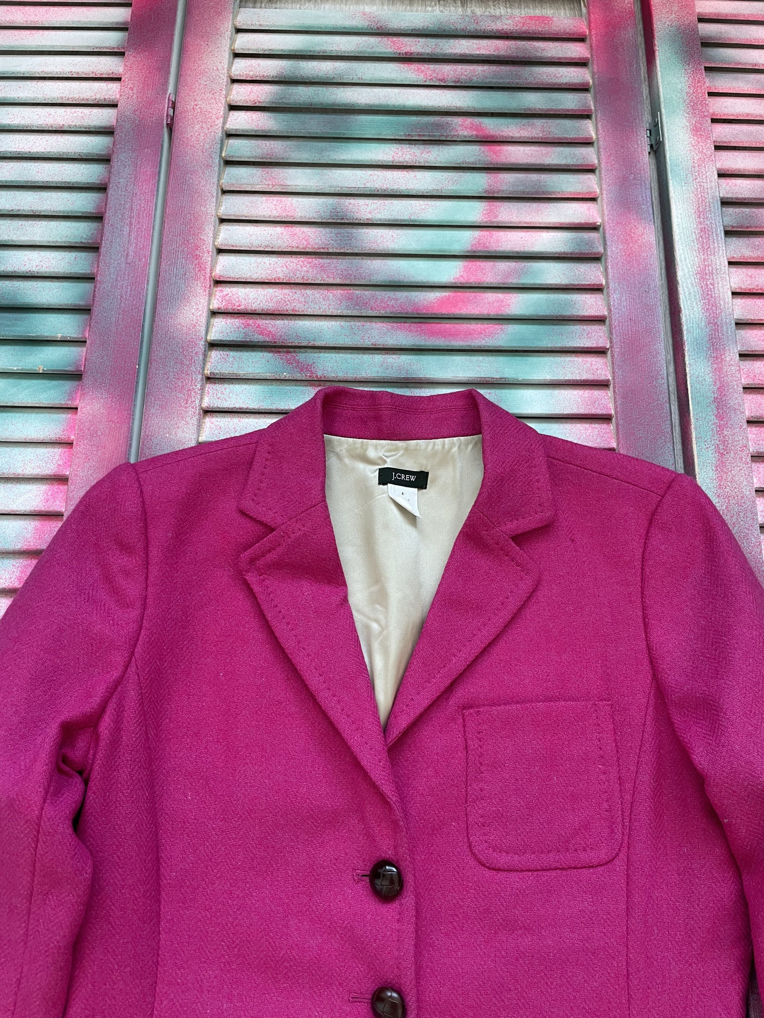 J.Crew J.Crew Wool Pink Blazer Size S / US 4 / IT 40 - 2 Thumbnail