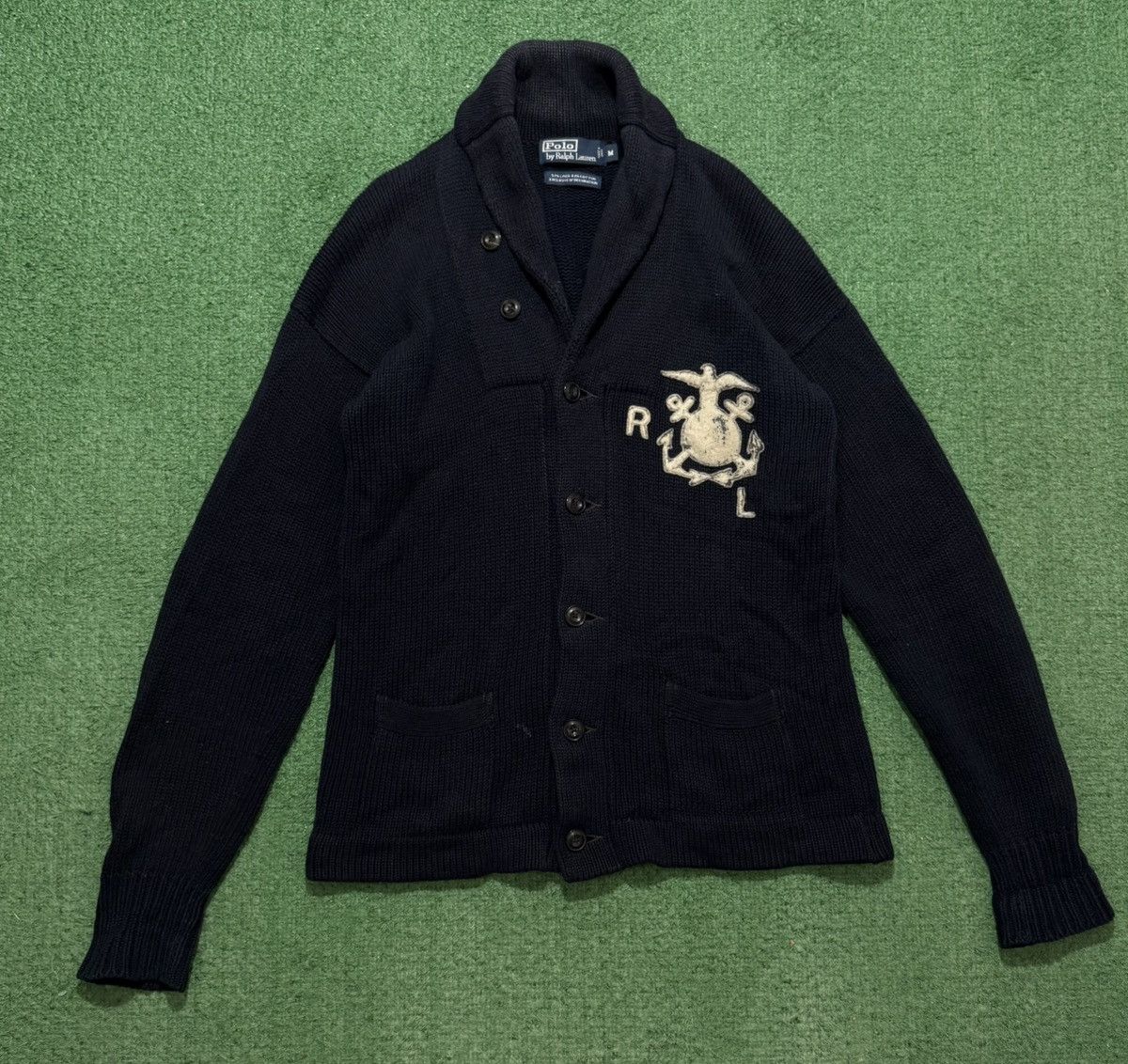 Polo Ralph Lauren Polo Ralph Lauren Linen Cotton Cardigan Men Vintage Marine Size US M / EU 48-50 / 2 - 1 Thumbnail