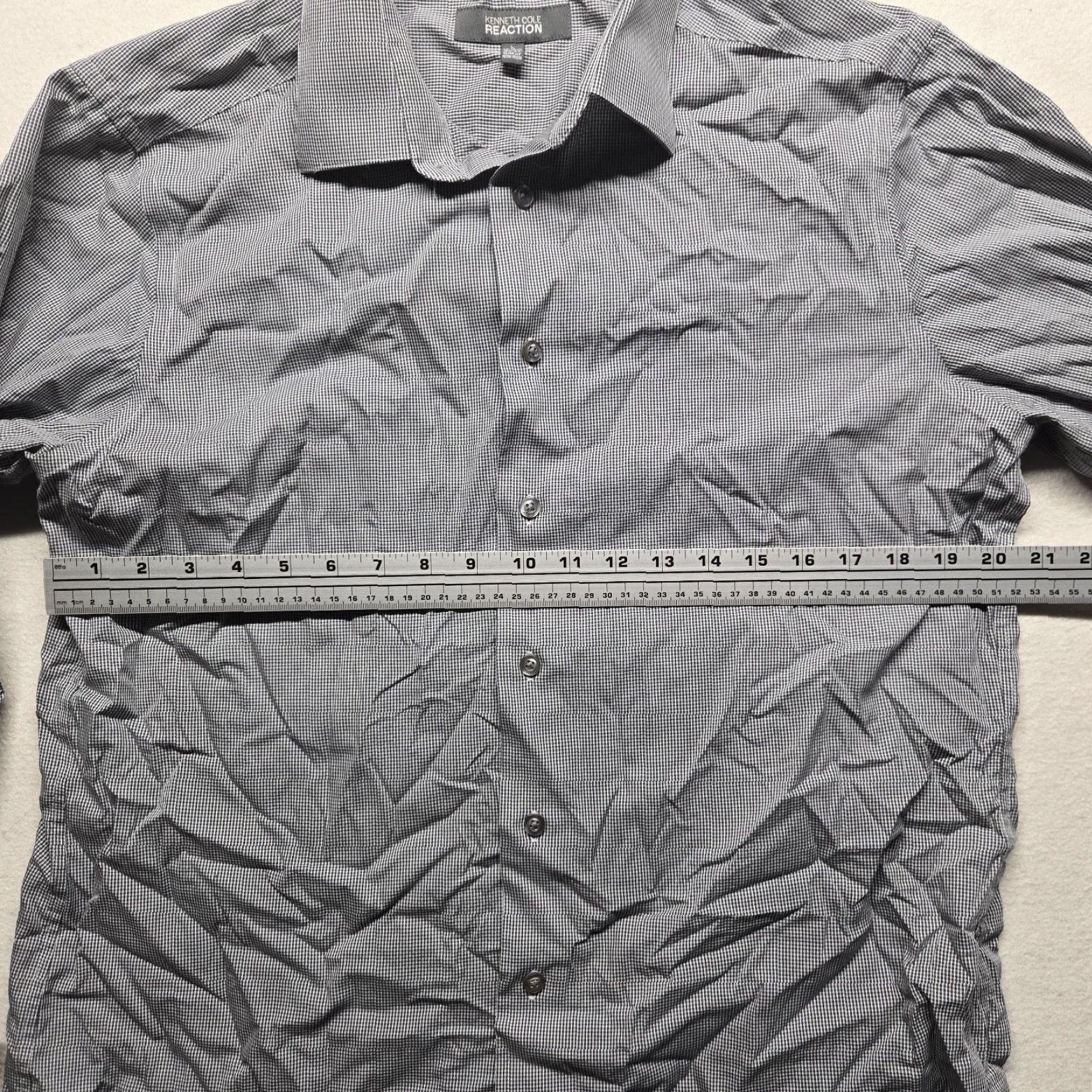 Kenneth Cole VINTAGE Kenneth Cole Reaction Men's Button Front Shirt Long Sleeve Check Gray 80s Casual Business Large Size US L / EU 52-54 / 3 - 4 Thumbnail