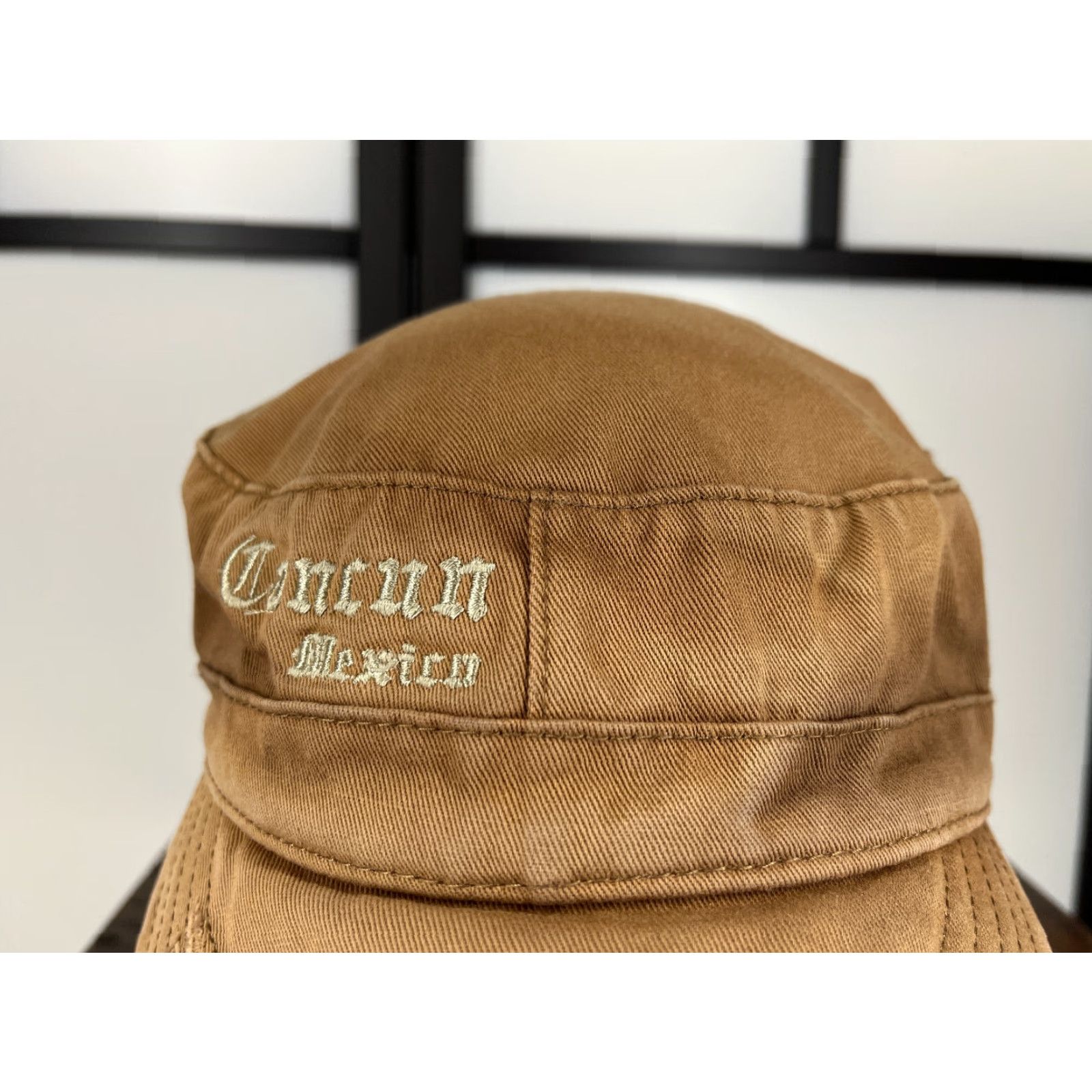 Vintage VINTAGE Cancun Mexico Army Hat Cap Strap Back One Size Beige Distressed Cotton Army Cap Unbranded Unisex Adults Size ONE SIZE - 2 Thumbnail