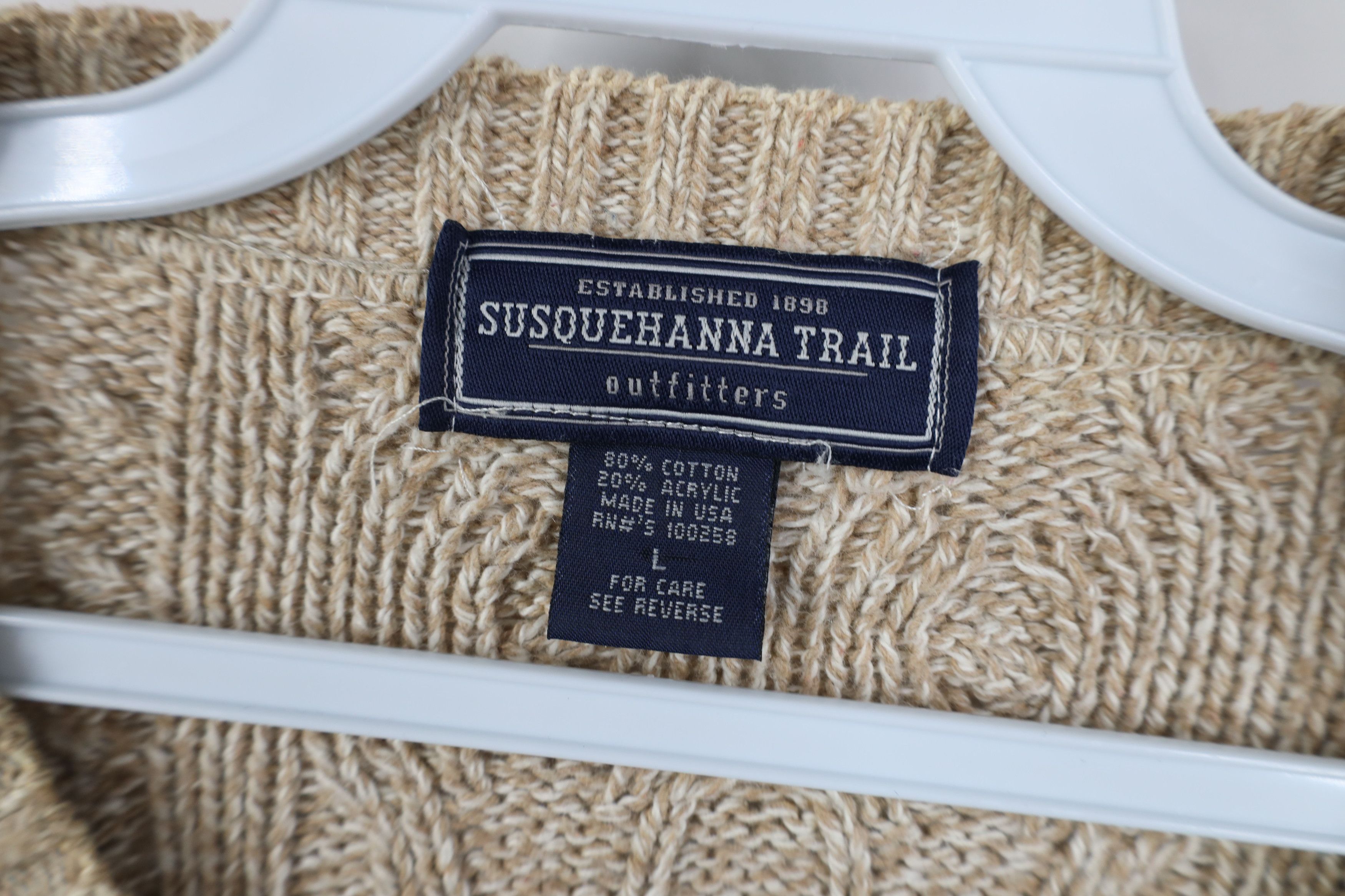 Vintage Vintage 90s Streetwear Cable Fisherman Sweater Oatmeal USA Size US L / EU 52-54 / 3 - 5 Thumbnail