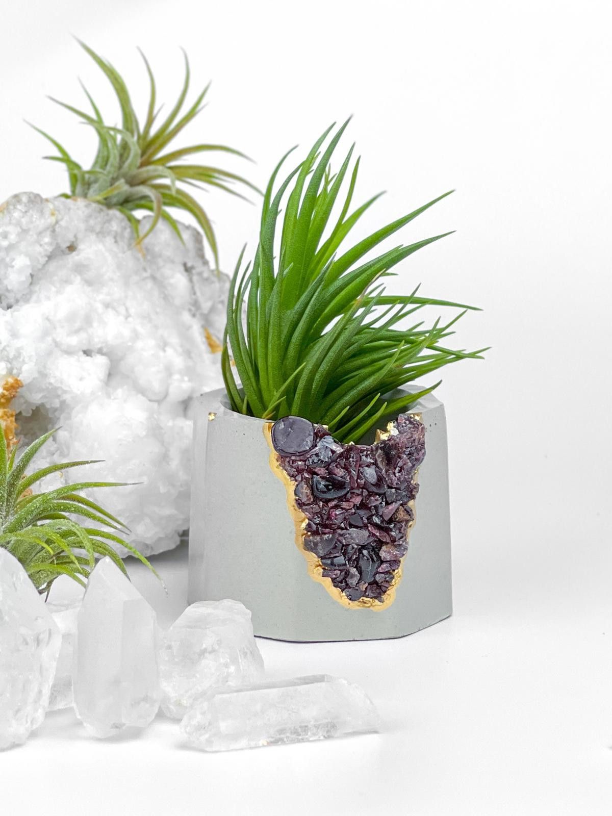 Other Garnet Crystal Concrete Planter | Geode Air Plant Holder Size ONE SIZE - 7 Thumbnail