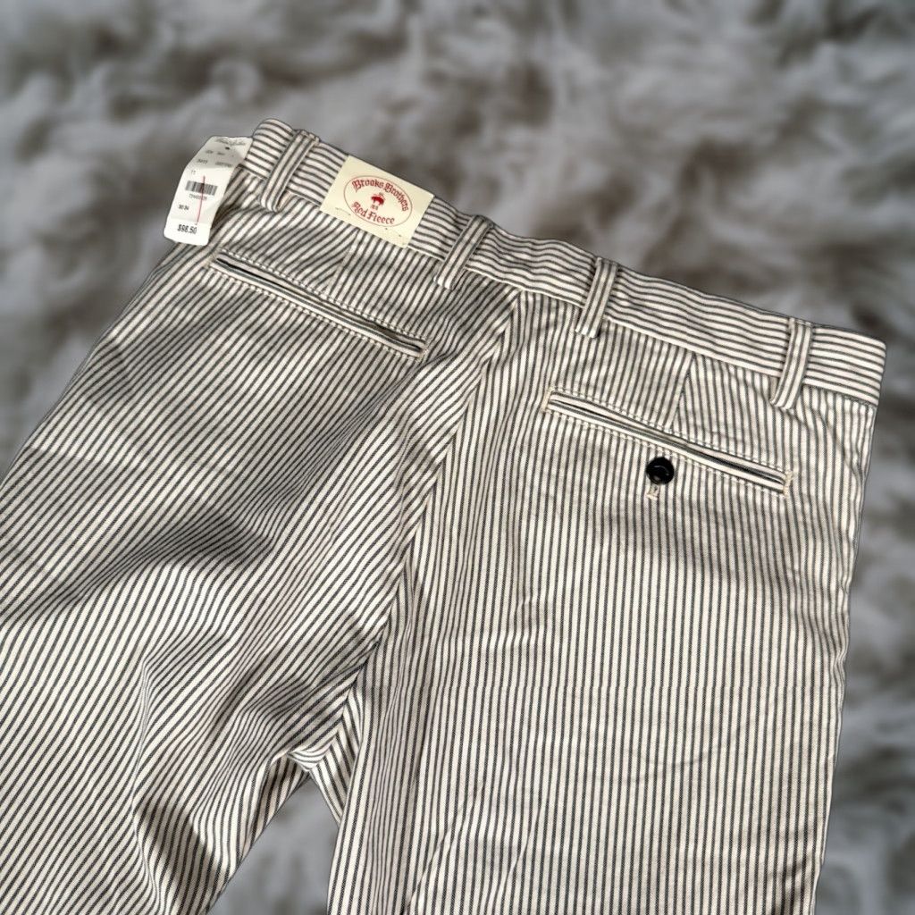 Brooks Brothers Brooks Brothers Red Fleece Striped Dress Pants Mens 30x34 Slim Fit Cotton NEW Size US 30 / EU 46 - 1 Thumbnail