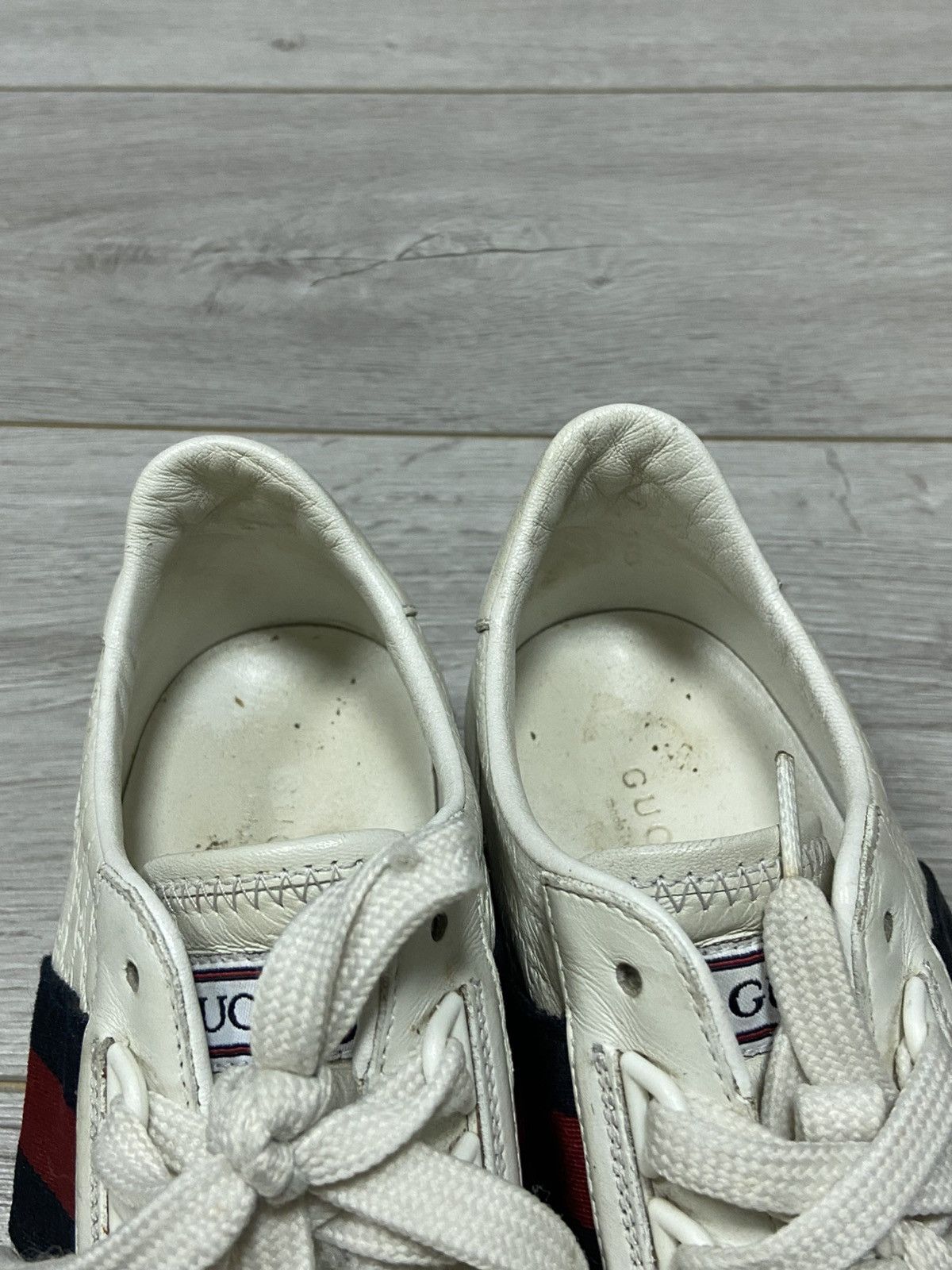Gucci Gucci monogram GG leather sneakers ace green red Size US 8 / IT 38 - 12 Thumbnail