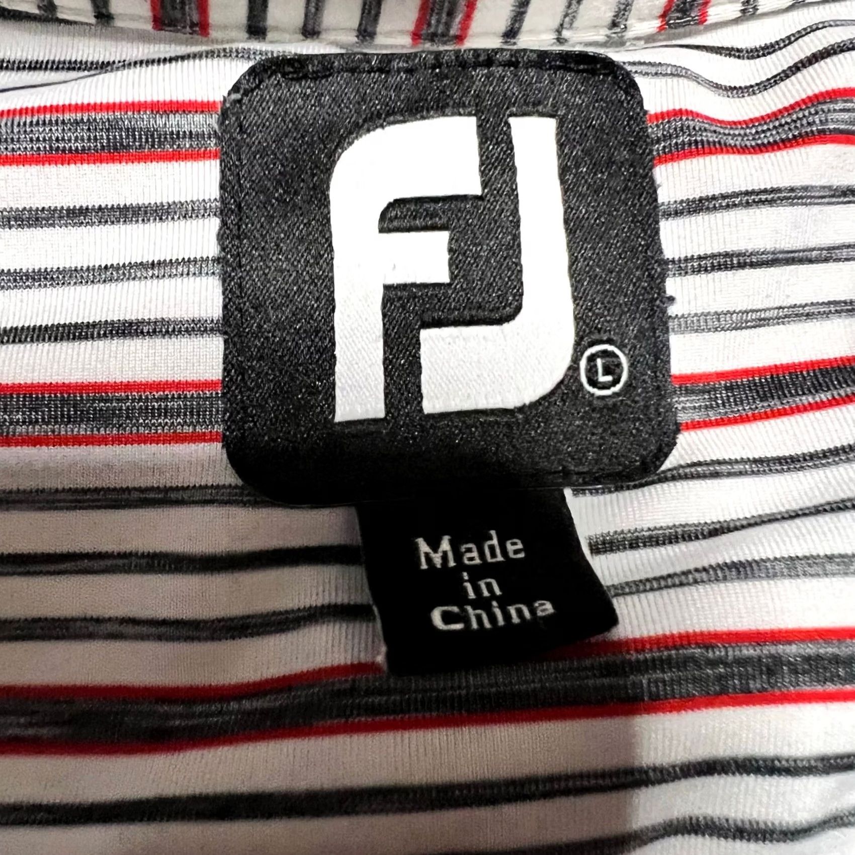 Footjoy Footjoy Polo Shirt Mens Large Performance Striped Golf Red Gray Mens L Red Striped Golf Polo T-Shirt Size US L / EU 52-54 / 3 - 6 Thumbnail