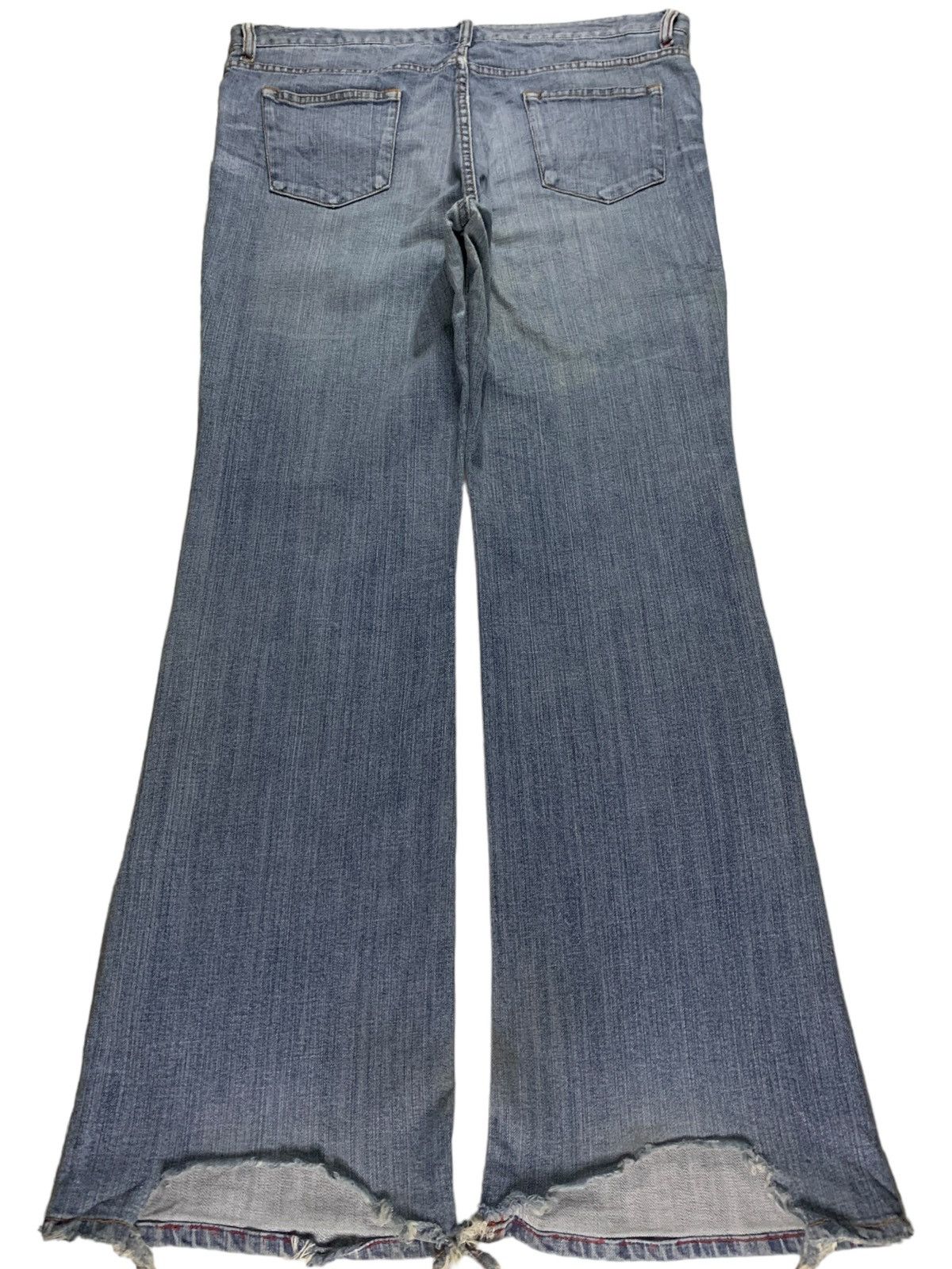 Japanese Brand SALES🔥Vintage Japanese Brand Blue Wash Distress Flare Jeans Size 35" - 2 Thumbnail