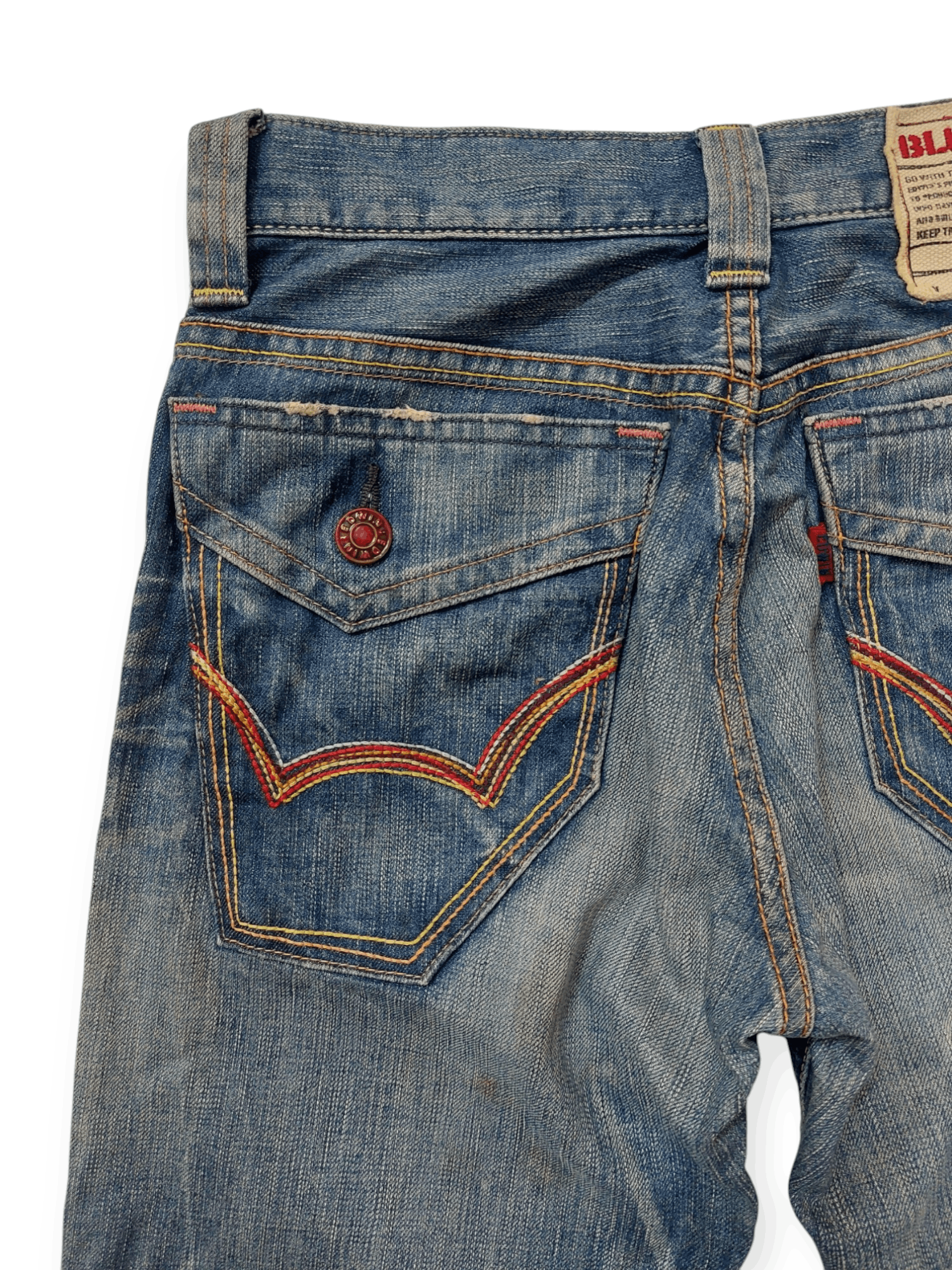 Edwin 💥Flare Vintage Edwin 503 Blue Trip Jeans Denim Size US 30 / EU 46 - 18 Thumbnail
