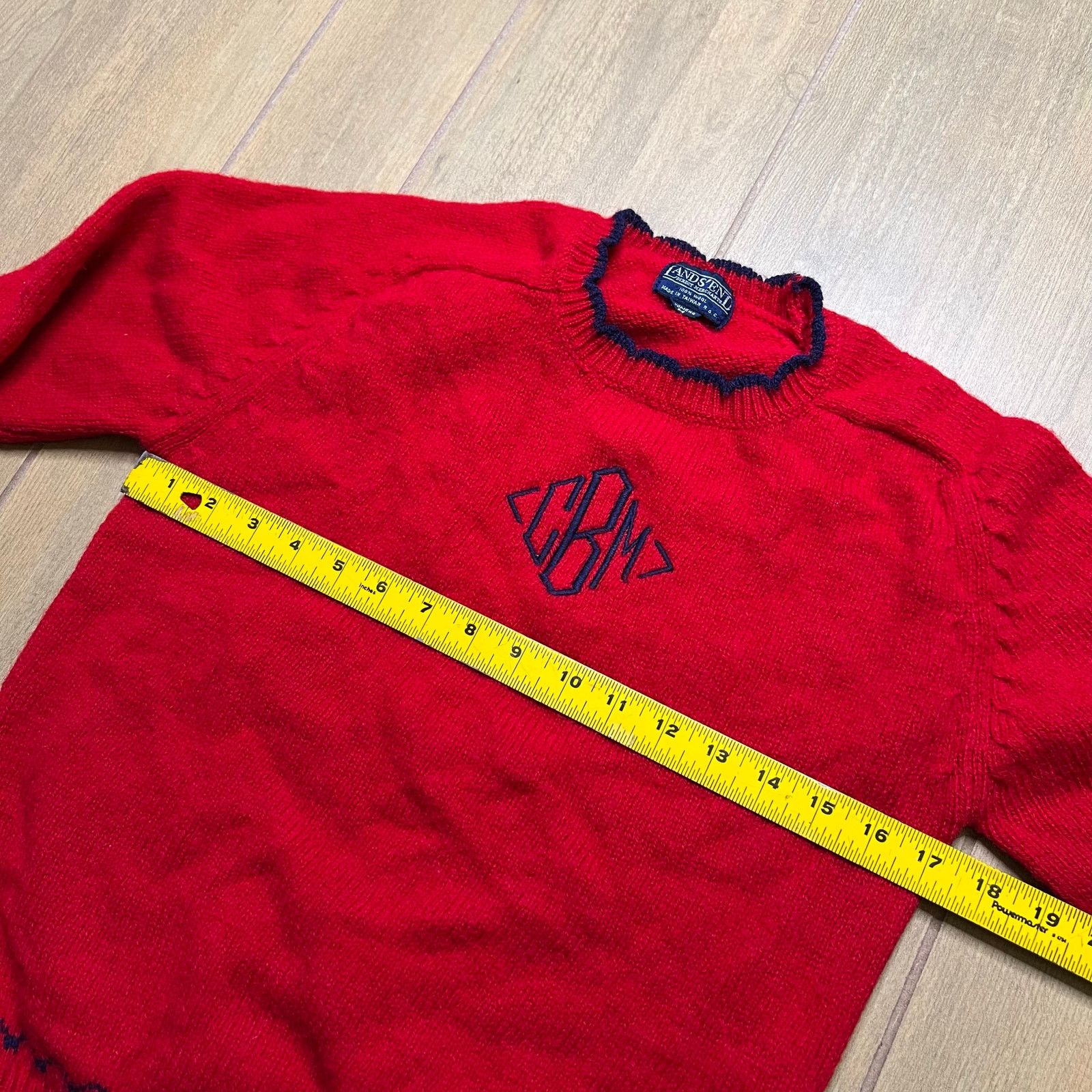 Vintage Vintage Lands’ End Red Wool Sweater Womens M Monogram CBM Size M / US 6-8 / IT 42-44 - 6 Thumbnail