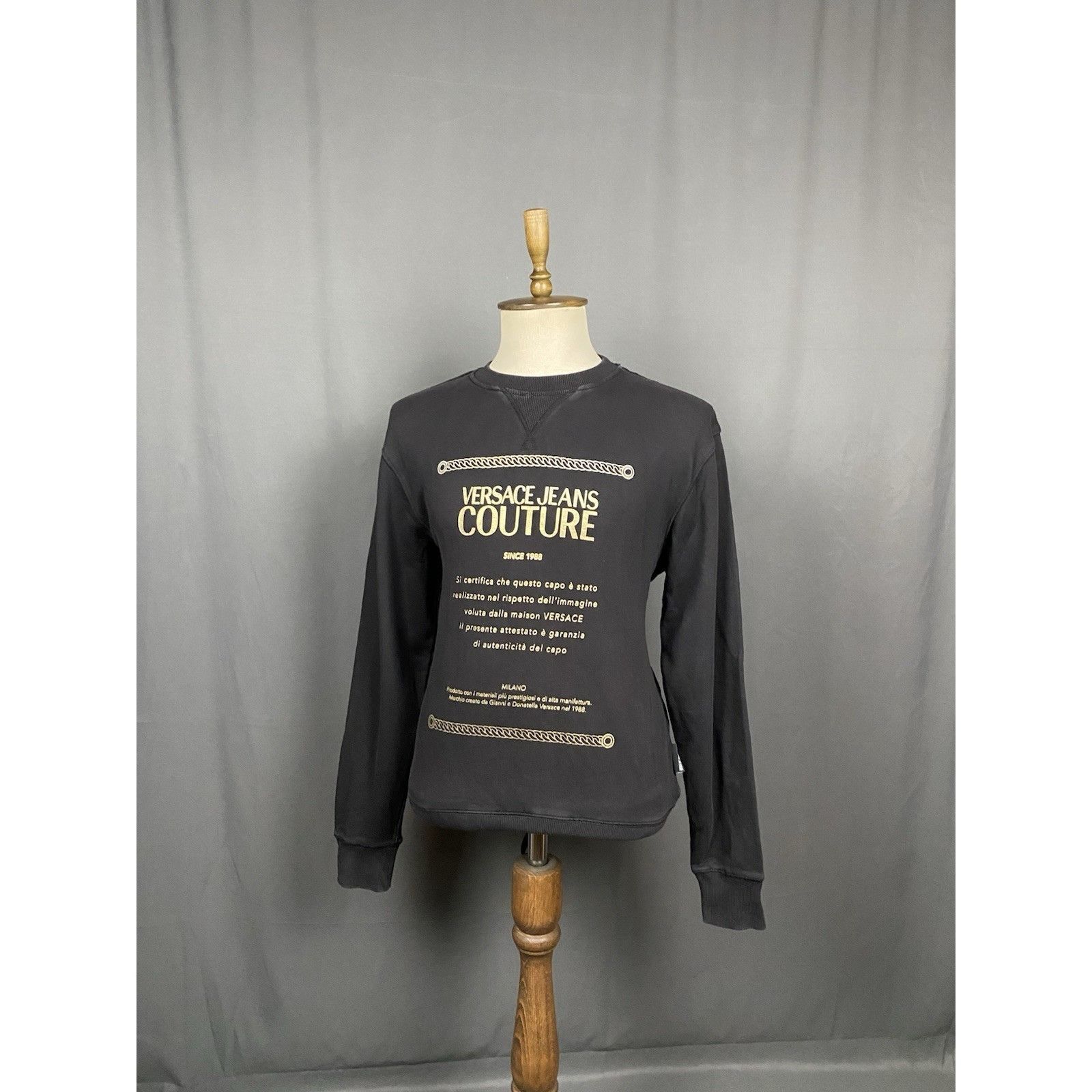 Versace Jeans Couture Versace Jeans Couture Big Logo Men's Black Crewneck Sweater Size US L / EU 52-54 / 3 - 2 Thumbnail
