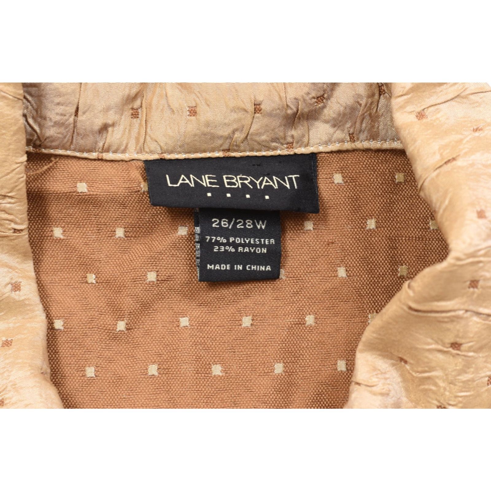Vintage Lane Bryant Blouse Shirt Women 26 Plus Tan Crinkle Textured Button Front Long Sleeve Casual Size 4XL / US 24-26 - 7 Thumbnail