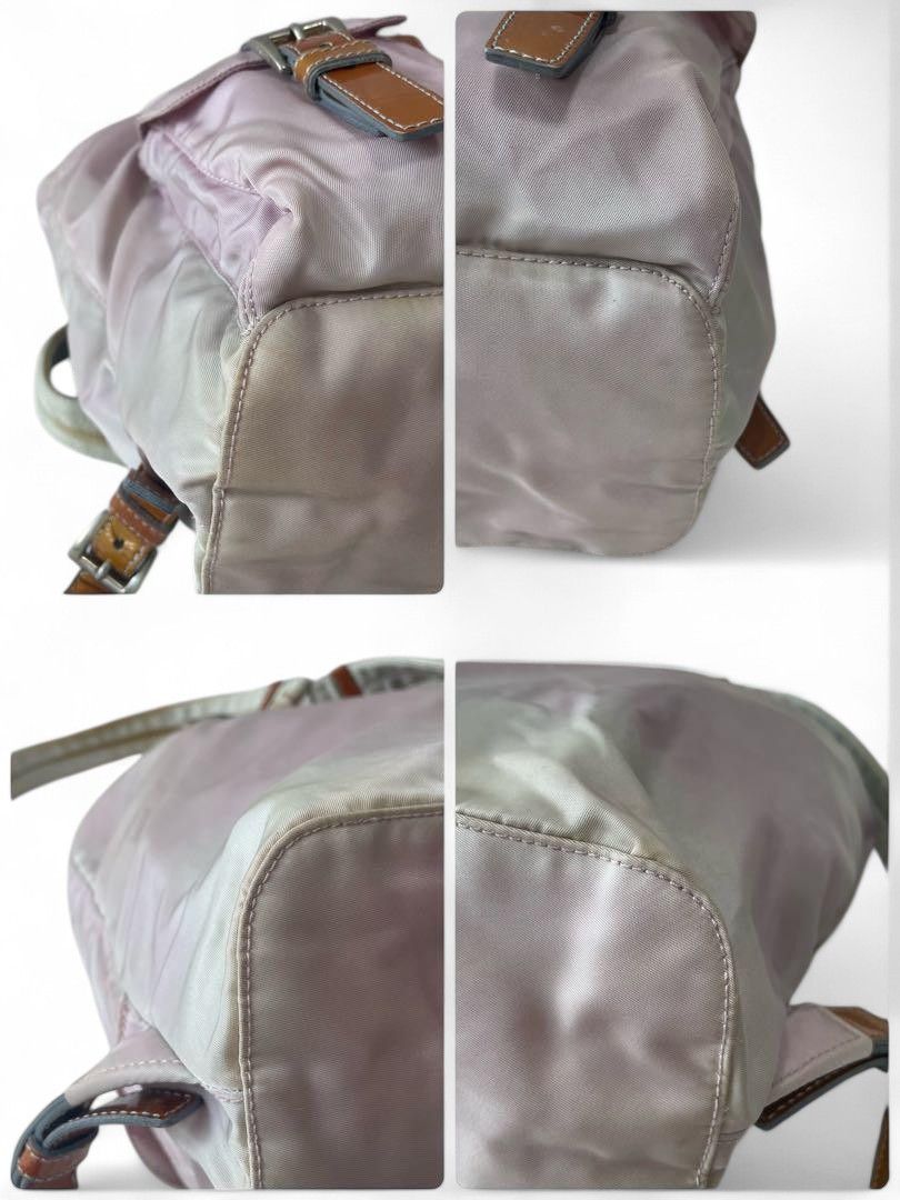 Prada Prada - Pink Leather Nylon Rucksack Backpack Triangle Logo Size ONE SIZE - 7 Thumbnail