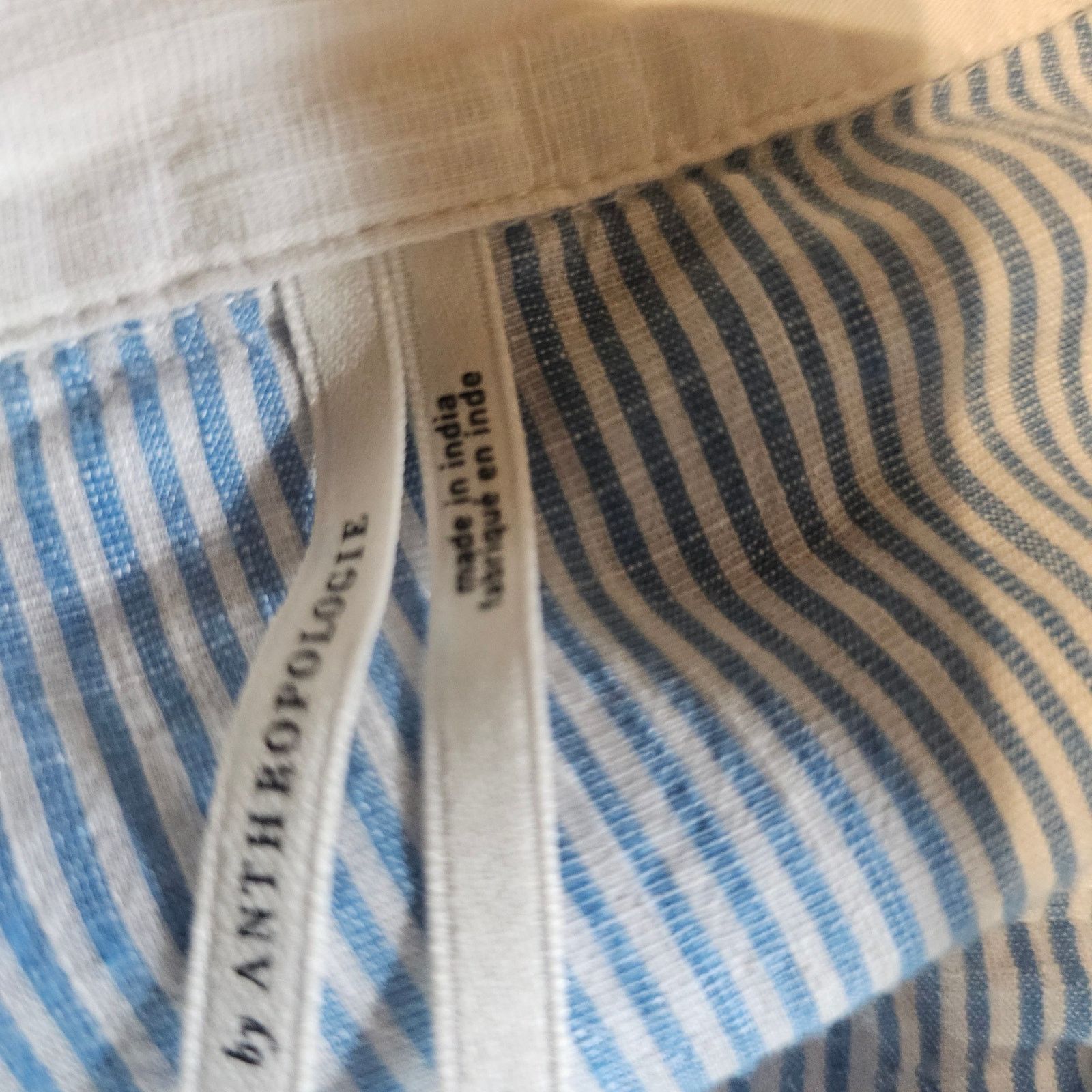 Anthropologie Anthropologie The Bijou Striped Eyelet Button Shirt Blue XS Size XS / US 0-2 / IT 36-38 - 5 Thumbnail