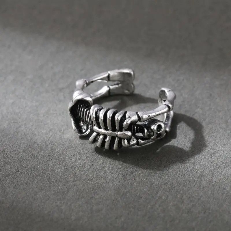 Other Adjustable Vintage Skull Bones Ring Punk Gothic Style Size ONE SIZE - 3 Thumbnail