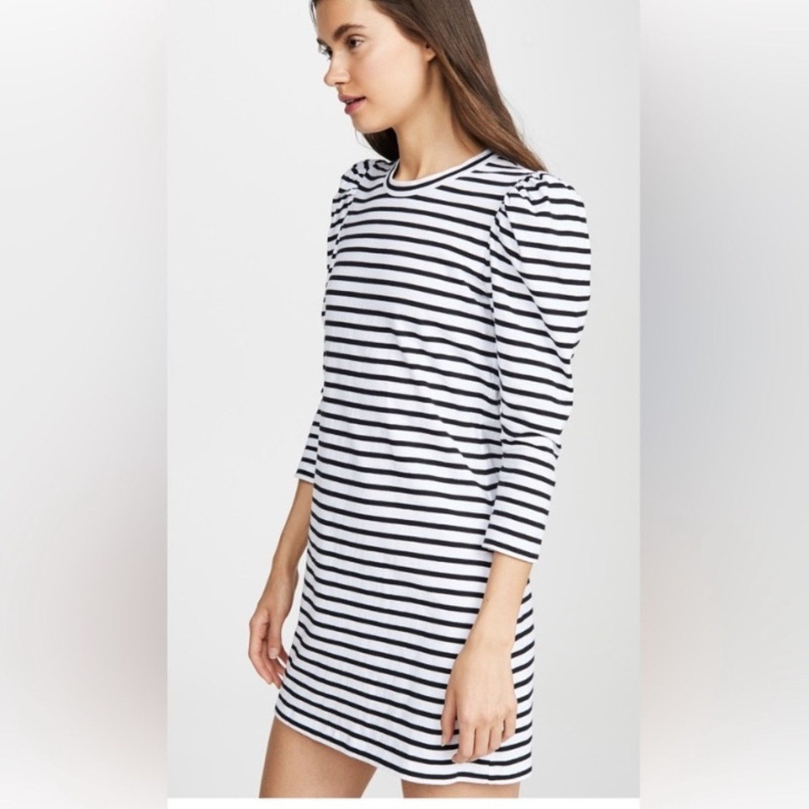 A.L.C. A.L.C. $365 Kidman Black Striped Puff LS Tee Dress XS Size XS / US 0-2 / IT 36-38 - 6 Thumbnail