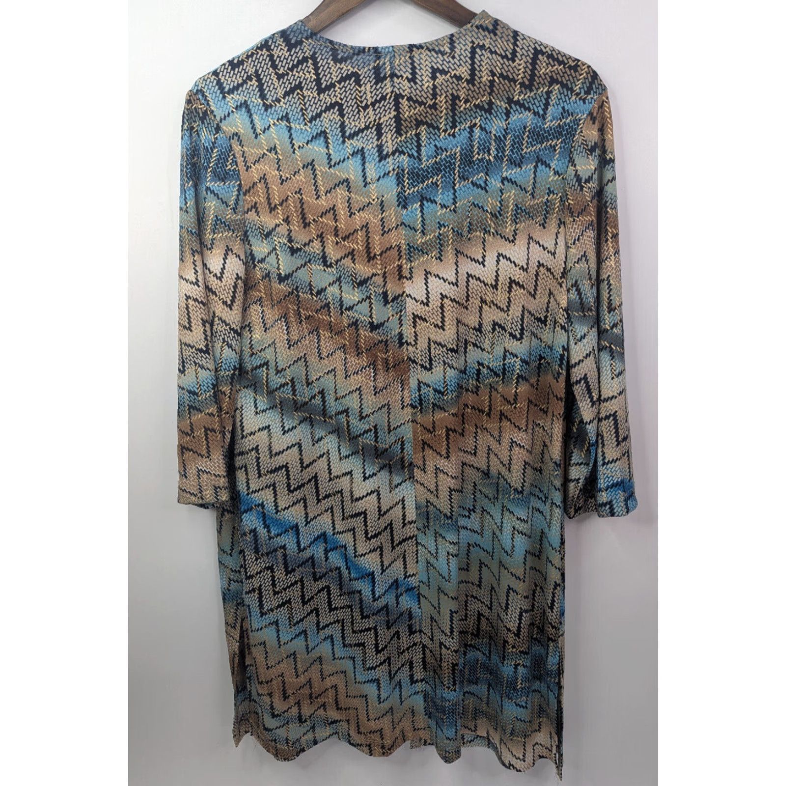 Vintage Chico's Travelers Long Cardigan Womens M/8 Chevron Print Front Tie Shirt Sweater Open Front All Seasons Lightweight Casual Womens Size M / US 6-8 / IT 42-44 - 4 Thumbnail