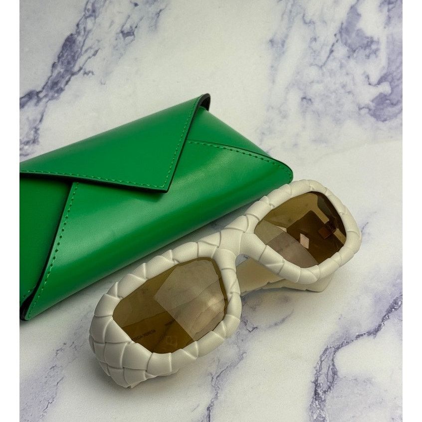 Bottega Veneta NEW Bottega Veneta BV1303S Ivory Braided Sunglasses $561 Size ONE SIZE - 1 Thumbnail