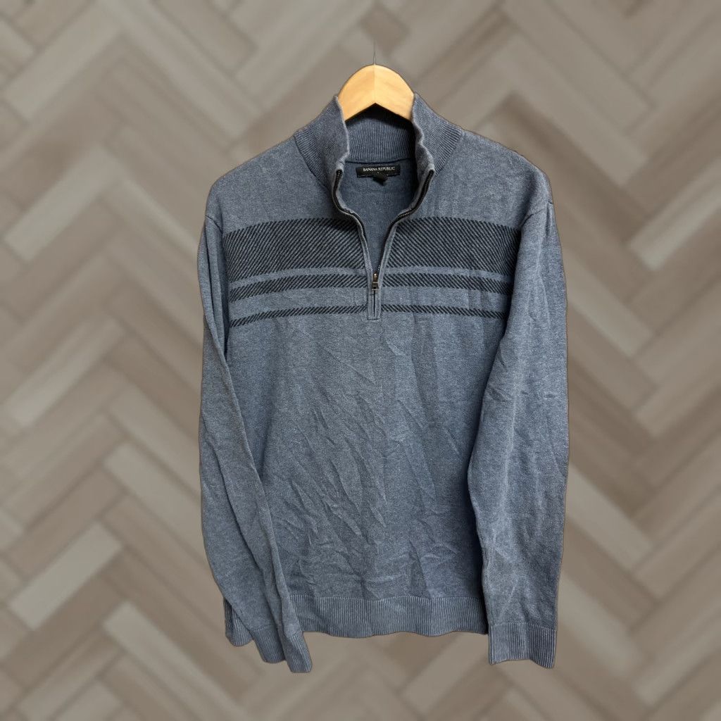 Banana Republic Banana Republic Mens Blue 1/4 Zip Pullover Sweater Size L Size US L / EU 52-54 / 3 - 1 Thumbnail
