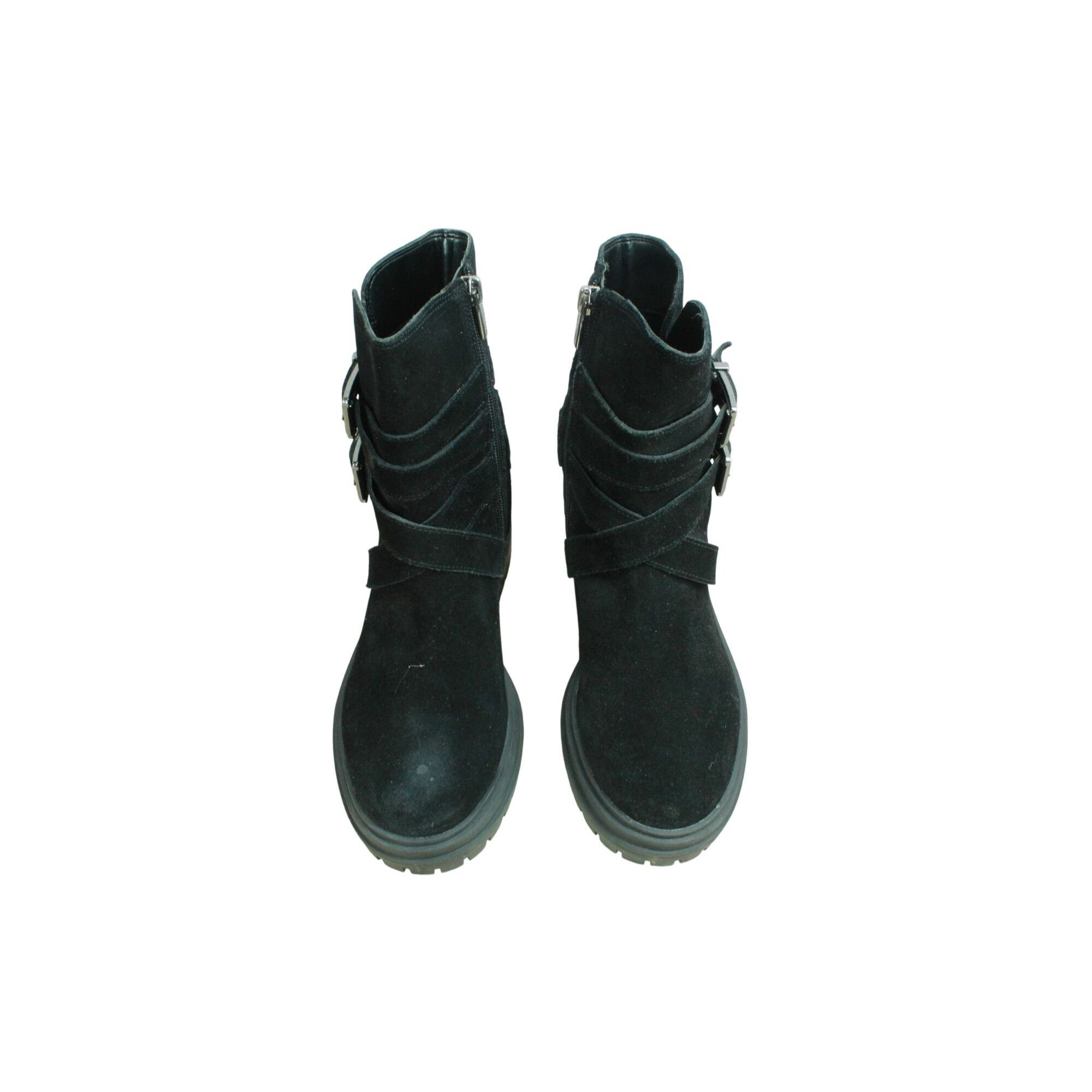 Leather × Vince Camuto Vince Camuto Belisha Women's Suede Zip Buckled Combat Boots Size US 7 / IT 37 - 5 Thumbnail