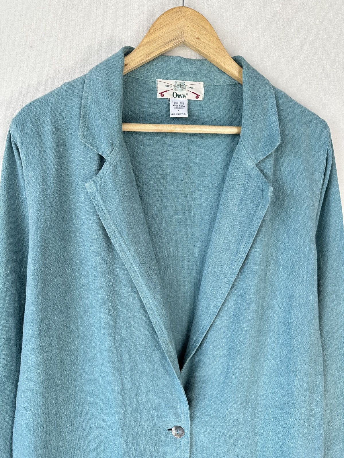 Orvis ORVIS Vintage 100% Linen made in USA Blue Blazer Jacket S Size S / US 4 / IT 40 - 3 Thumbnail