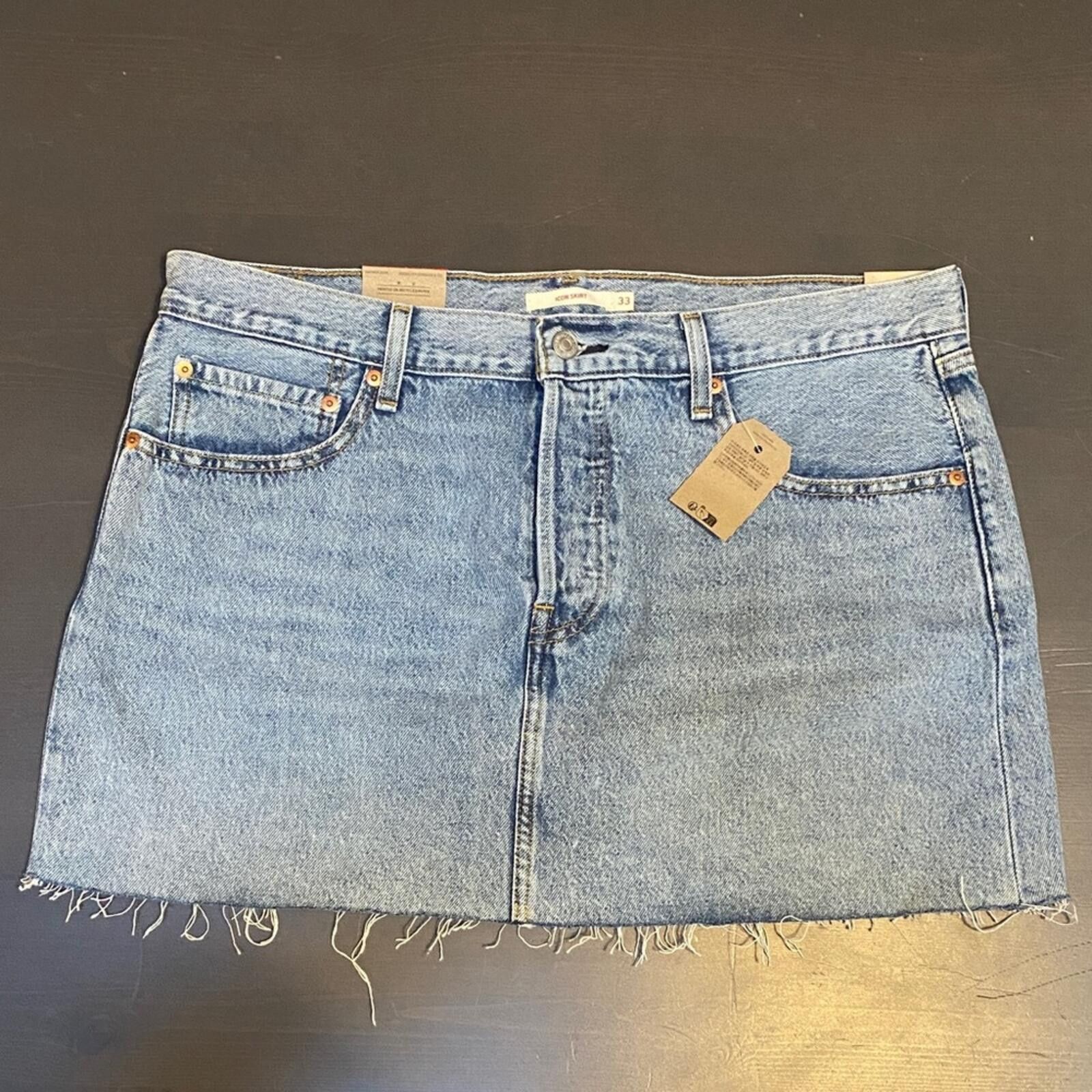Levi's Levi’s Mid-Rise Denim Skirt Size 33 Frayed Hem Size 38" / US 16 / IT 52 - 2 Thumbnail