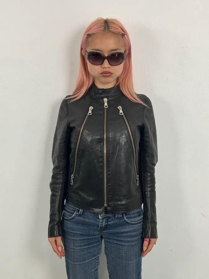 Maison Margiela SS2005 Maison Martin Margiela Black 5 Zip Biker Leather Jacket Size S / US 4 / IT 40 - 2 Thumbnail
