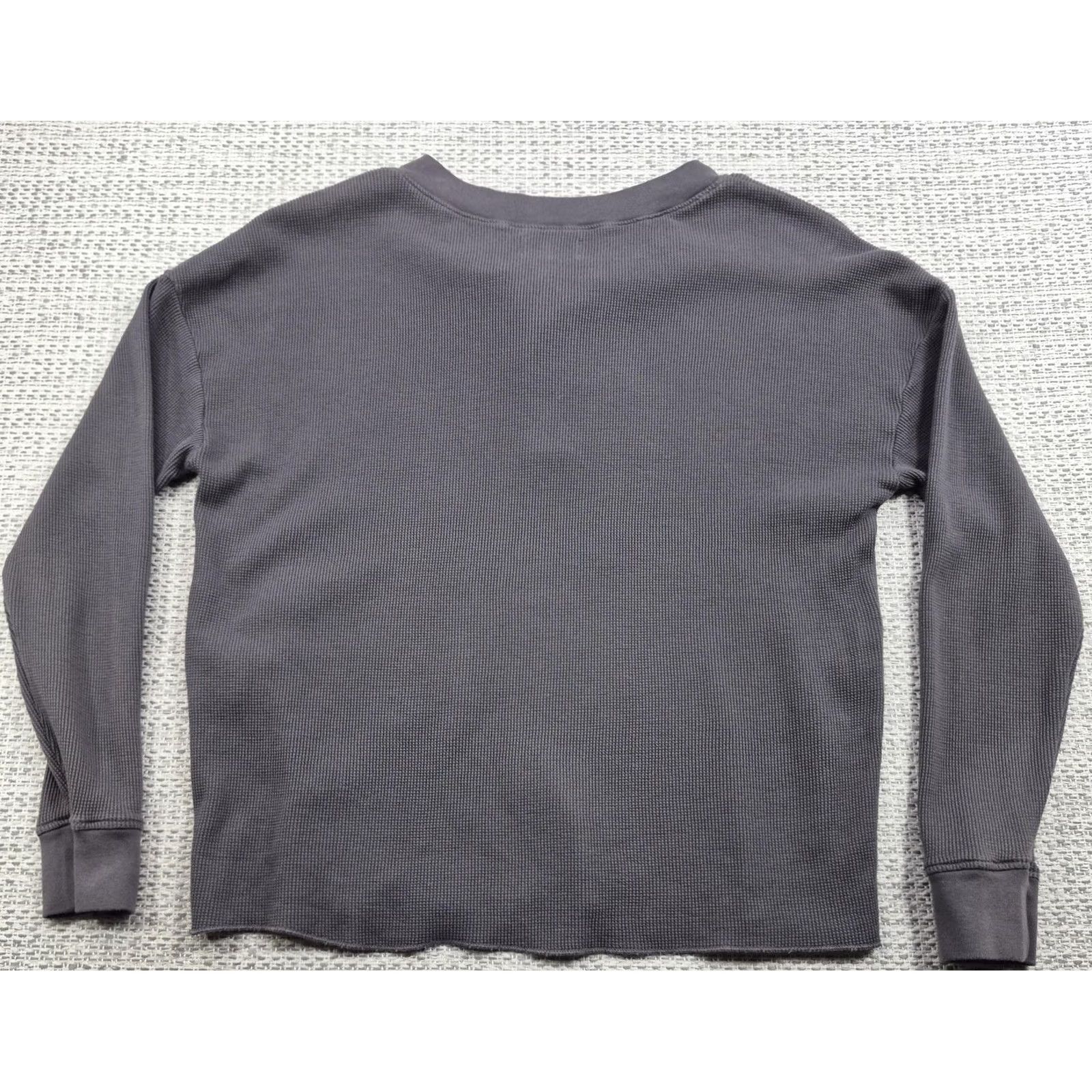 Vintage MATE Shirt Womens Medium Gray Waffle Knit Henley Long Sleeve Organic Cotton Shirt Mens Womens? Size M / US 6-8 / IT 42-44 - 6 Thumbnail