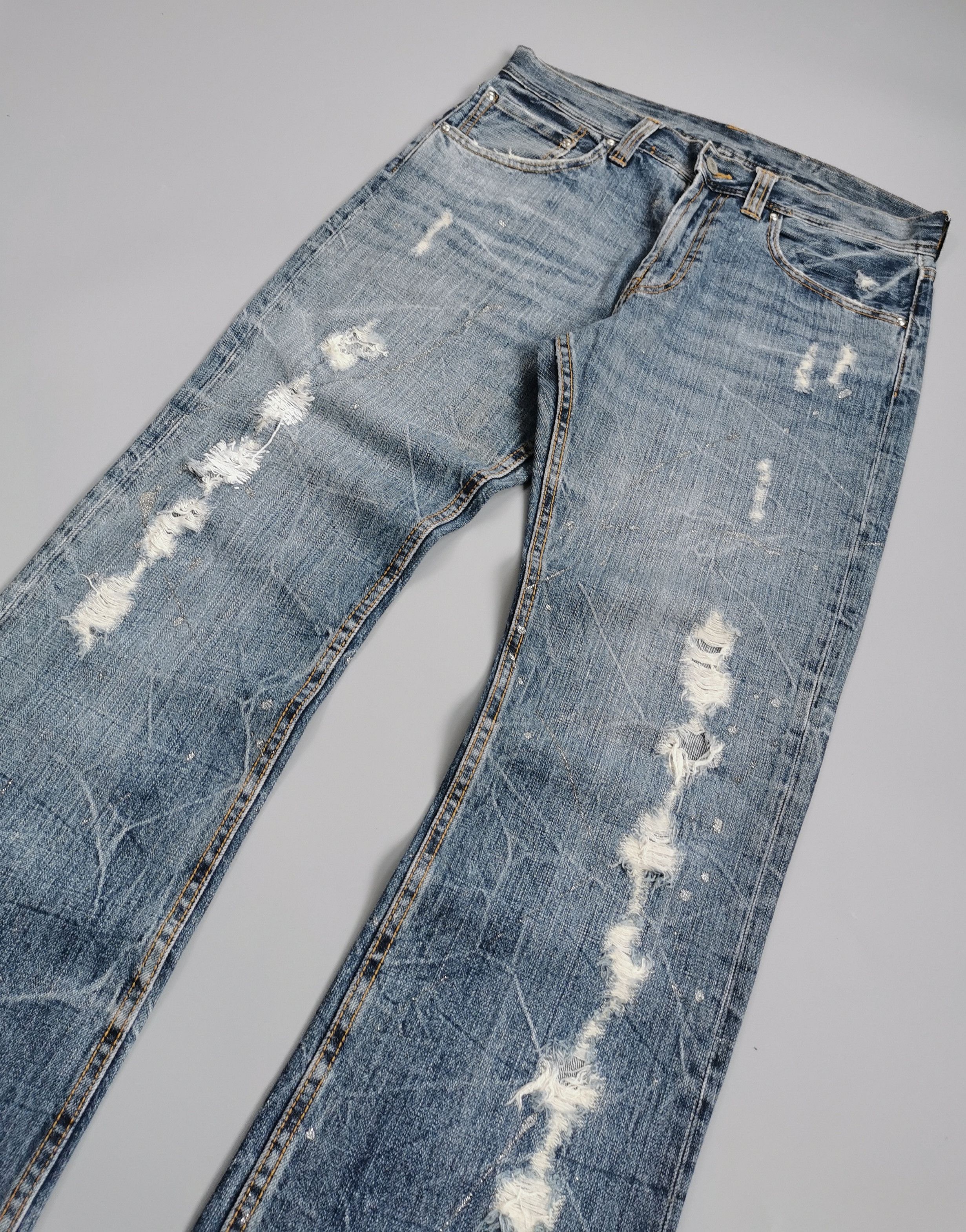 Kapital Distressed Light Wash Flared Denim Jeans Size US 32 / EU 48 - 2 Thumbnail