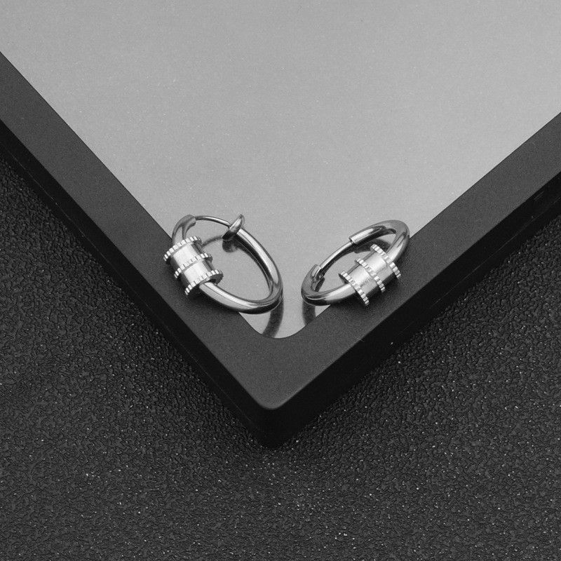Jewelry × Sterling Silver Hip-hop Earrings One Pairs Chrome Jewelry Size ONE SIZE - 2 Thumbnail