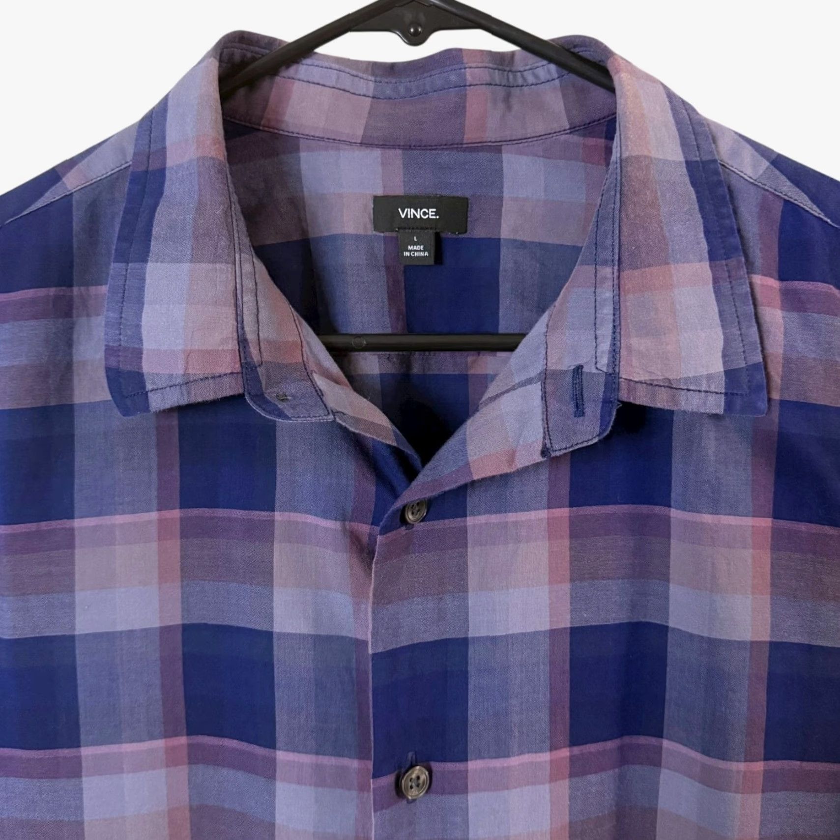 Vince Vince Button-Up Shirt Plaid Long Sleeve Blue 100% Cotton Men’s Large L, Casual Business, Preppy, City Style Size US L / EU 52-54 / 3 - 5 Thumbnail