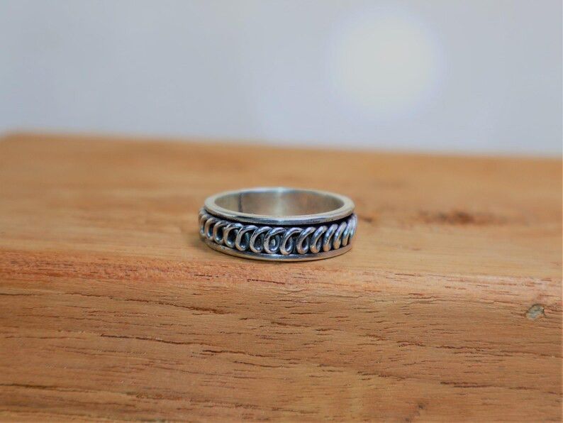 Handmade Spinner Ring, 925 Silver Promise Ring, Handmade Boho Jewelry Size ONE SIZE - 2 Thumbnail