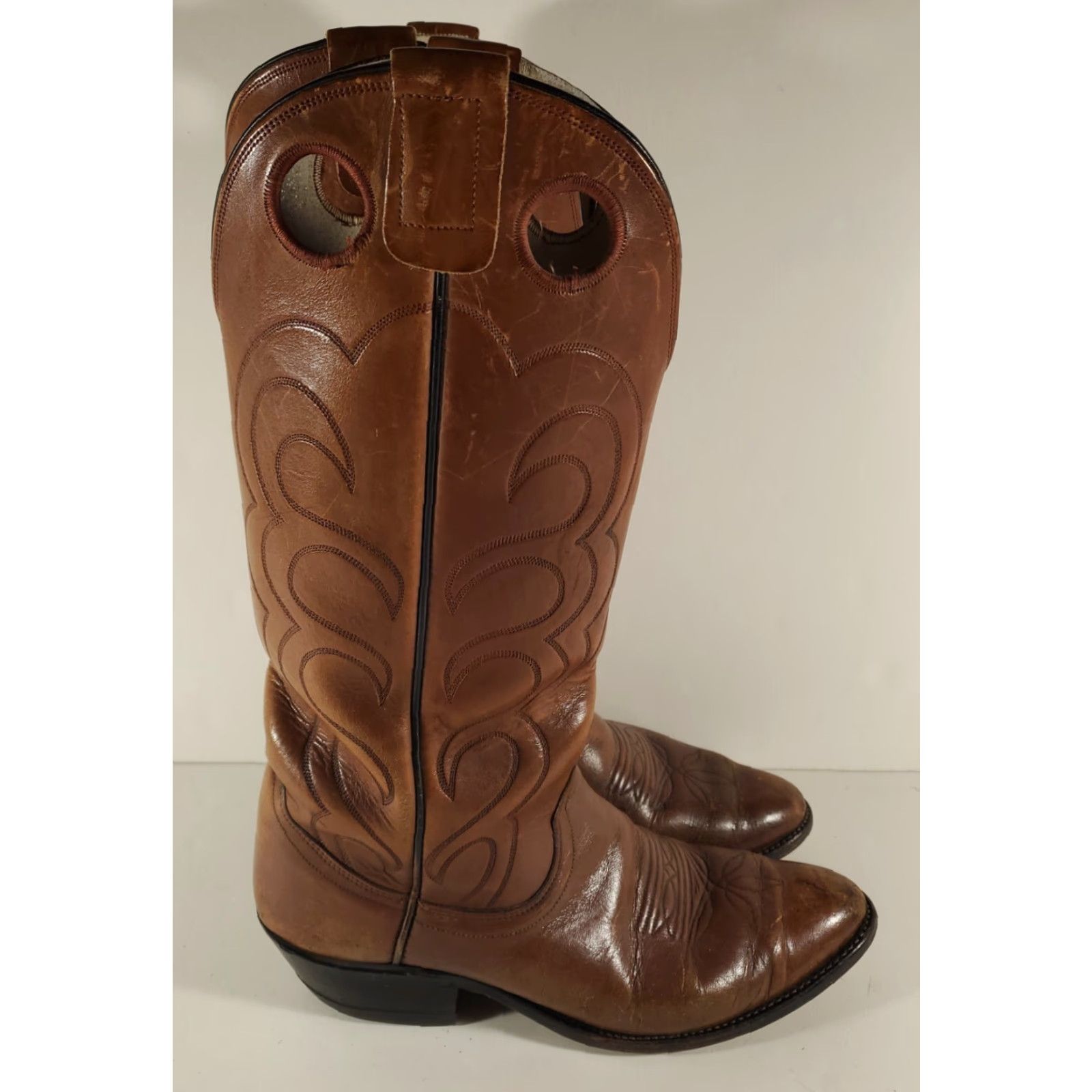 Vintage Olathe Boots Boot Western Buckaroo Cowboy Leather Brown 16" 36515 Mens 9 Kansas B Size US 9 / EU 42 - 7 Thumbnail