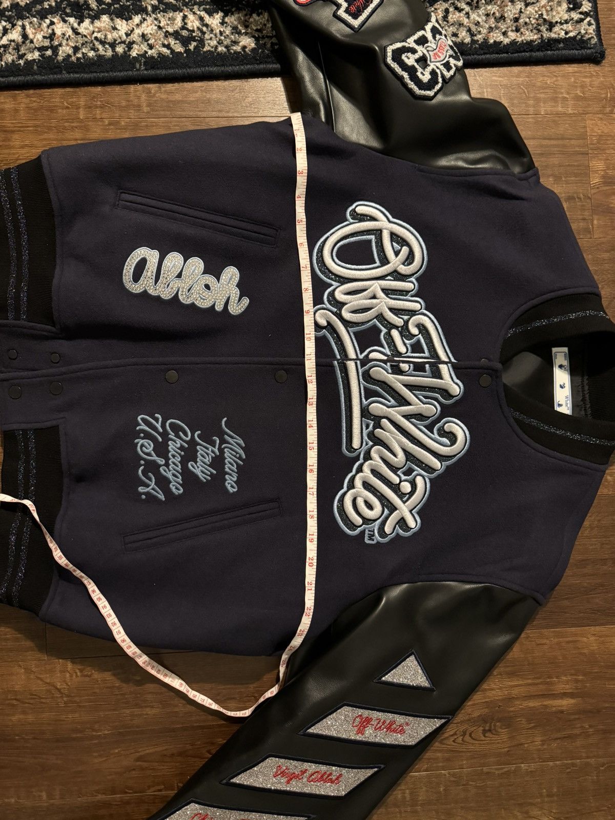 Off-White Off White x Chicago Bulls Varsity Leather Jacket Size US XL / EU 56 / 4 - 20 Thumbnail