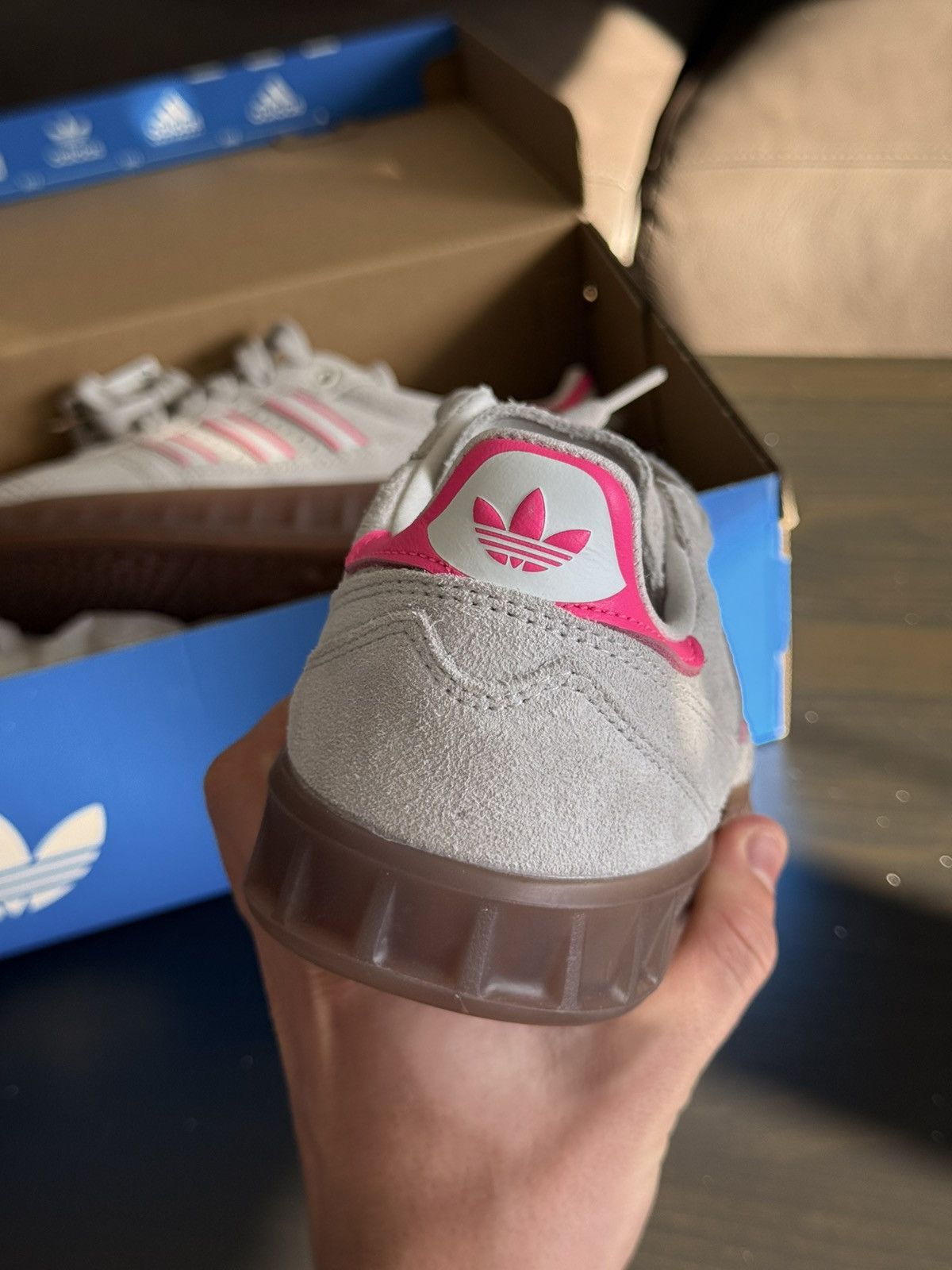 Adidas adidas Handball Originals Gray Lucid Pink Suede Gum JR3656 Size US 7.5 / IT 37.5 - 4 Thumbnail