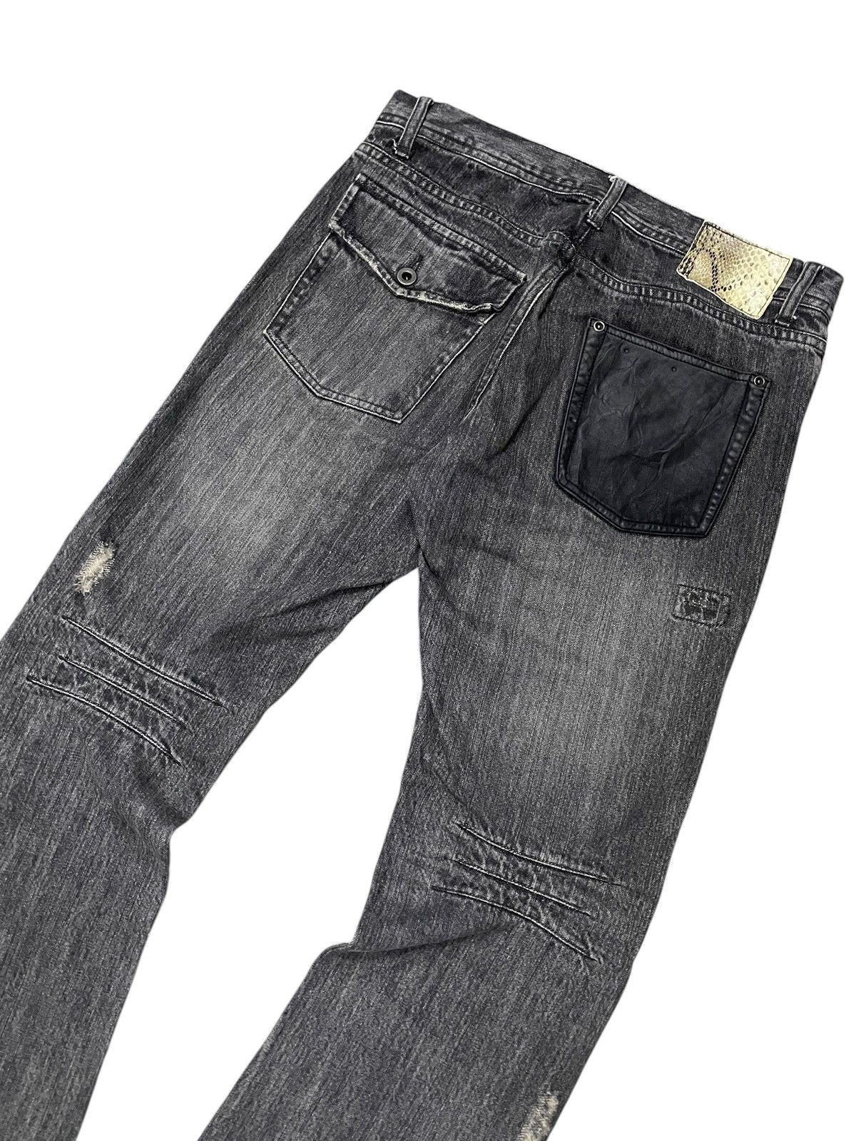 GOSTAR DE FUGA × Japanese Brand × Shellac Rupert Japan Distressed Layered Leather Pocket Flare Jeans Size US 32 / EU 48 - 15 Thumbnail