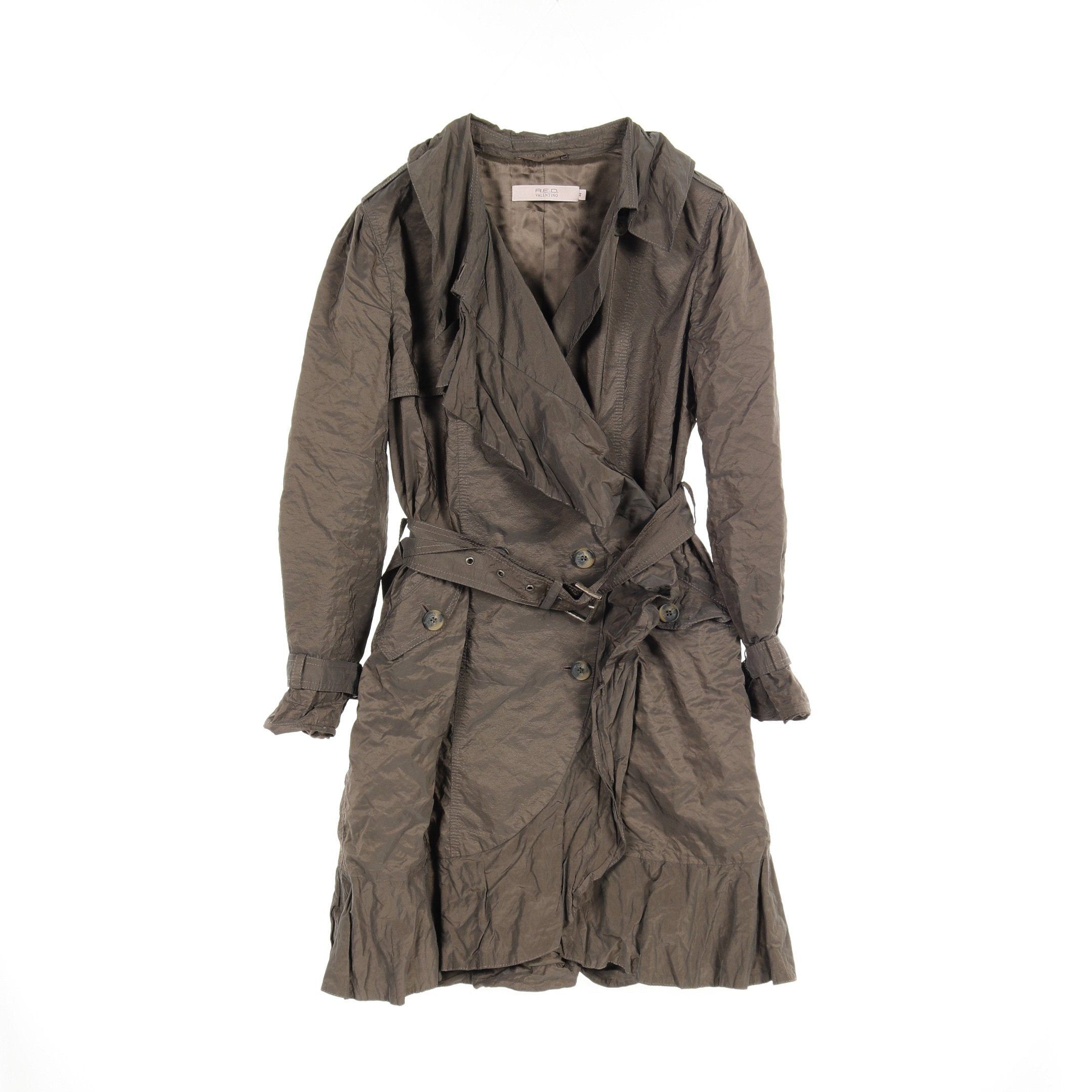 Valentino Valentino Washed Nylon Frill Trench Coat Gray Green Crinkle Processing Polarization Size ONE SIZE - 1 Thumbnail