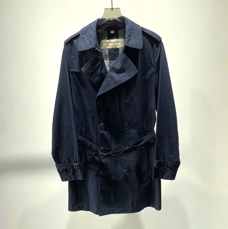Burberry Burberry Navy Cotton Men's Coat Size US S / EU 44-46 / 1 - 1 Thumbnail