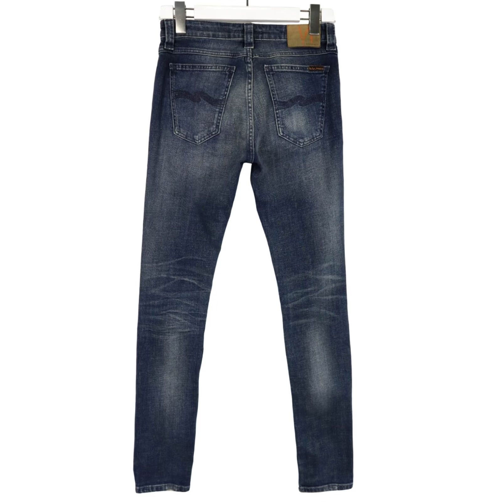 Vintage NUDIE Skinny Lin Navy Lightning Jeans Men's W29/L32 Blue Faded Whiskered Zip Fly Size US 29 - 2 Thumbnail