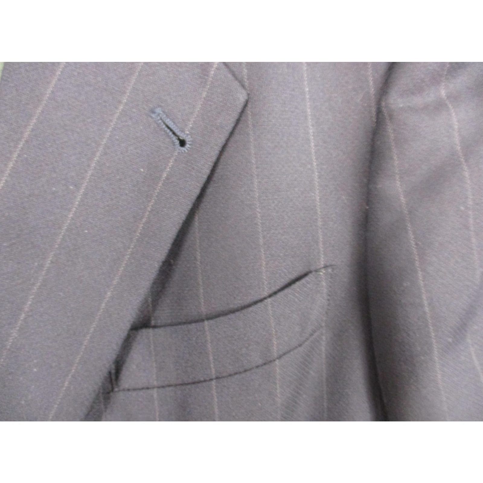 Brooks Brothers Brooks Brothers Suit Mens 43R Gray Pinstripe 100% Wool Made in USA 2 Button 2 Piece Regular Notch Lapel Mens Size 46R - 2 Thumbnail