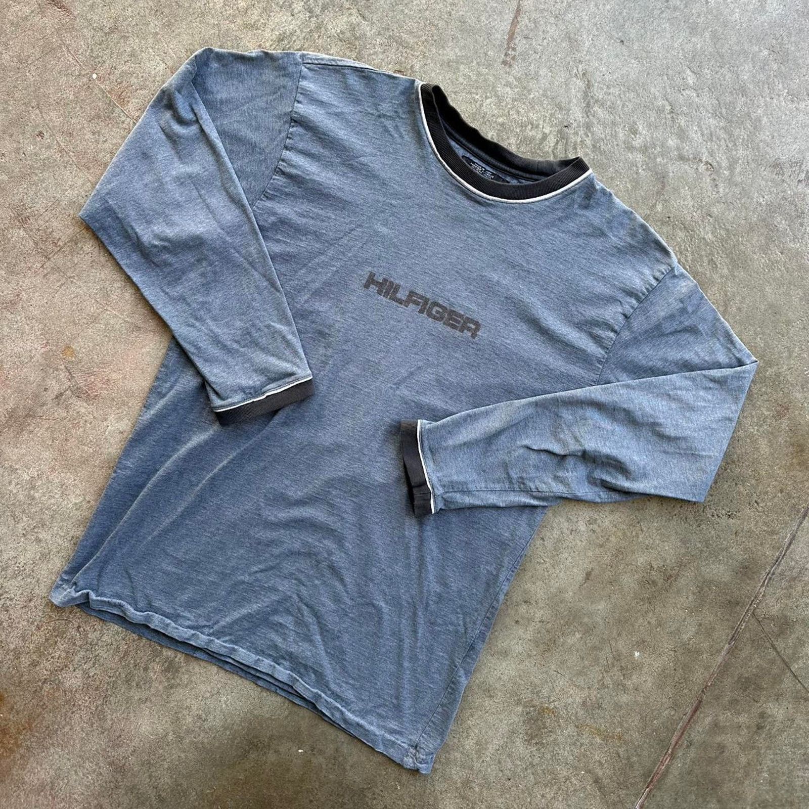 Tommy Hilfiger Vintage Blue Tommy Hilfiger (old logo) Long Sleeve Shirt Size US M / EU 48-50 / 2 - 2 Thumbnail