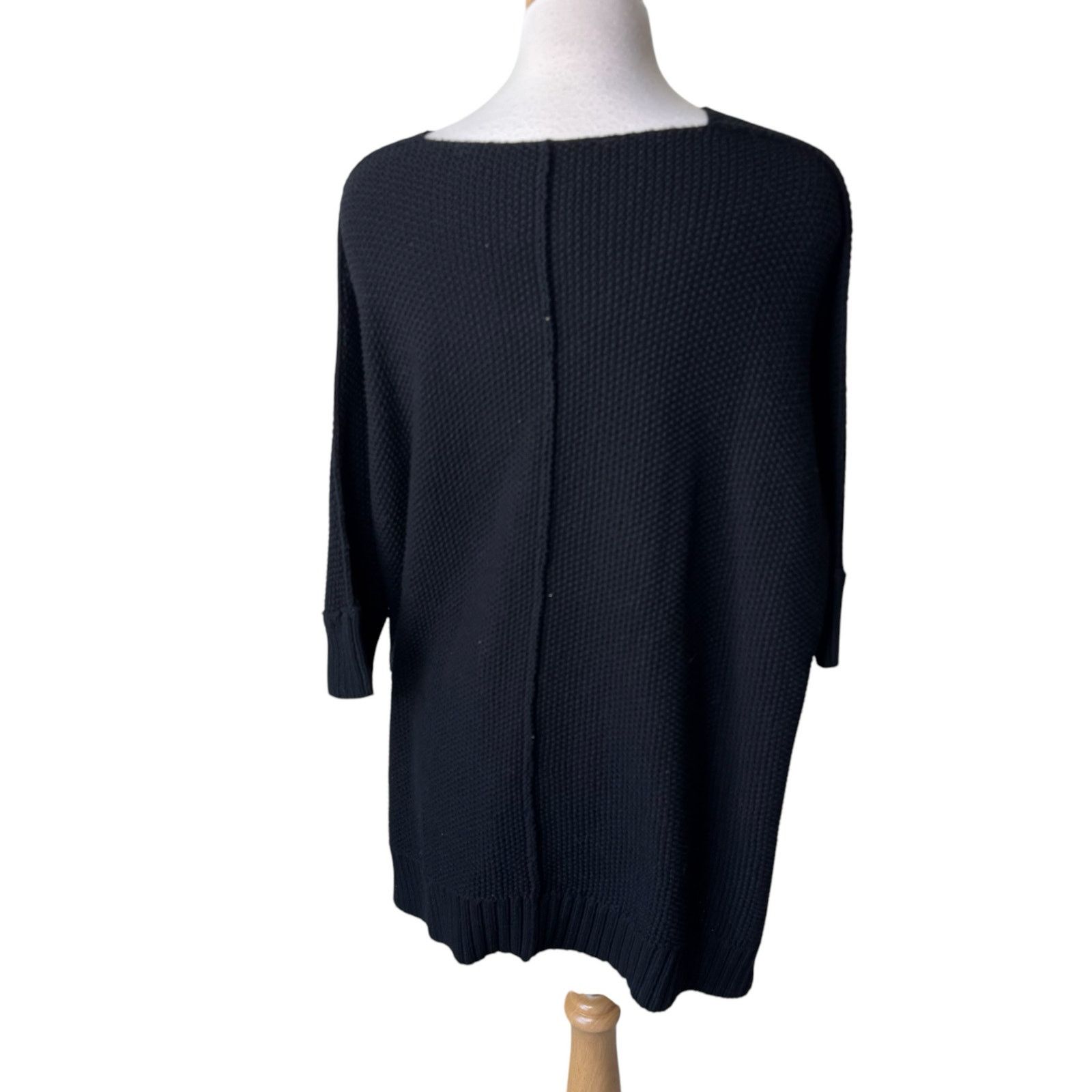 Other PLANET BY LAUREN G V Neck Chunky Knit Sweater Black Size ONE SIZE - 2 Thumbnail