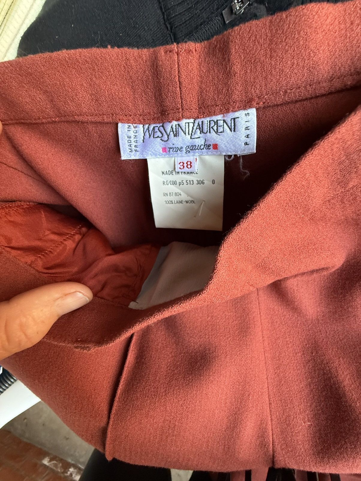 Yves Saint Laurent 70’s YSL Rive Gauche leather jacket + Wool trouser set 38 Size S / US 4 / IT 40 - 16 Thumbnail